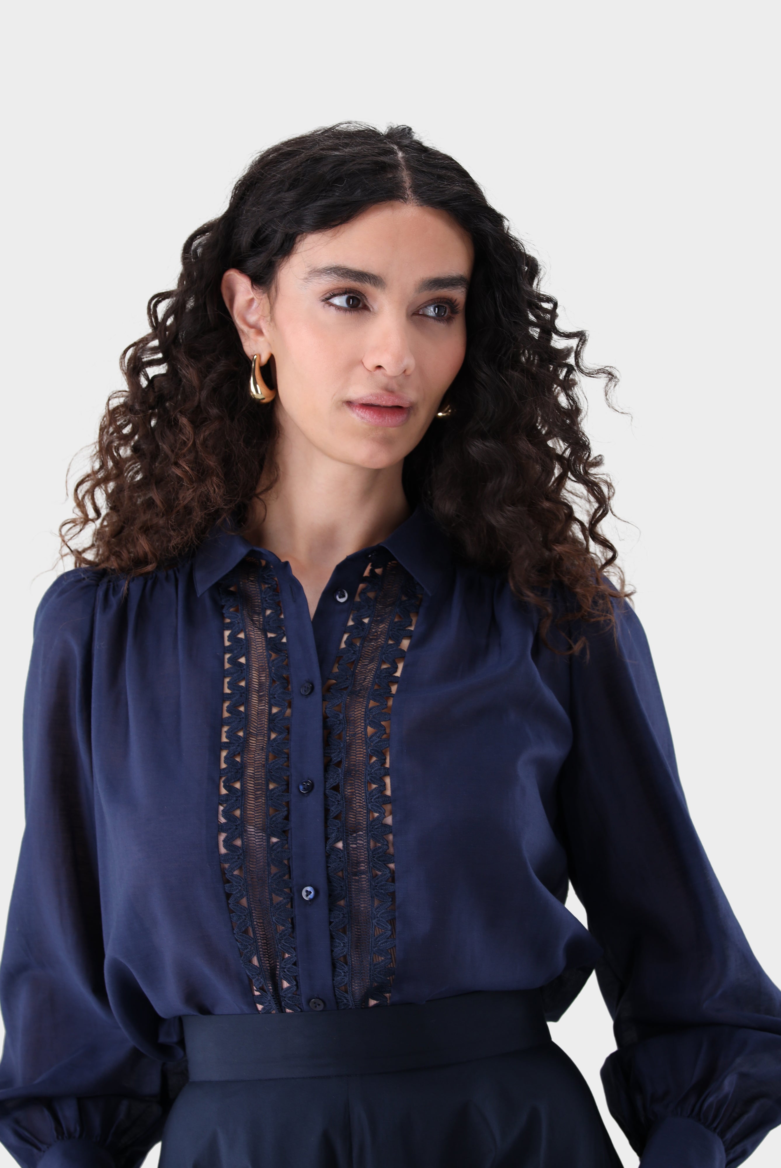 Hemdbluse | mit Spitzeneinsätzen
