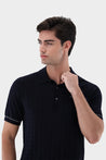 Van Laack-Strick-Poloshirt | mit Jacquard Karomuster-Shirts-Black-Deal-Outlet-by-ARCHIVIST