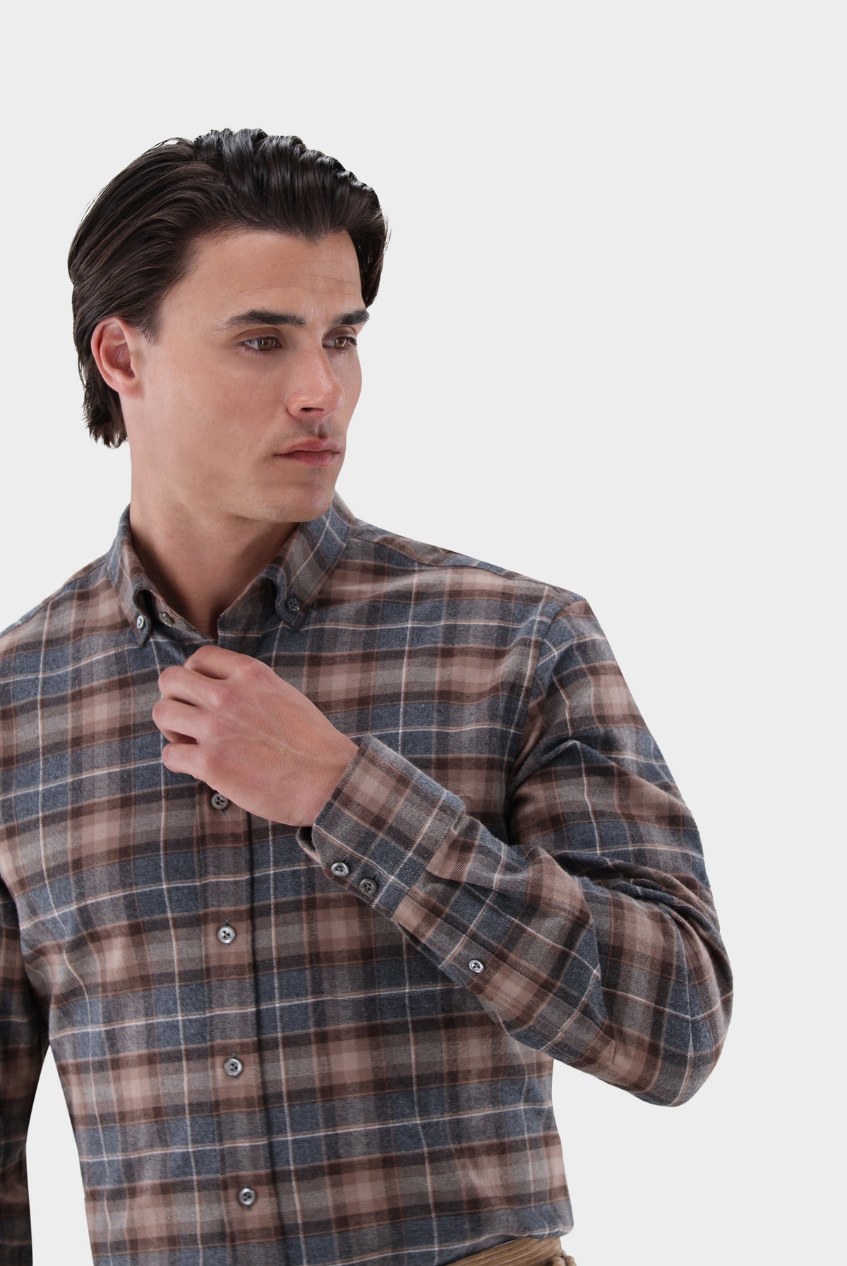 Flanellhemd | mit Button Down Kragen Tailor Fit
