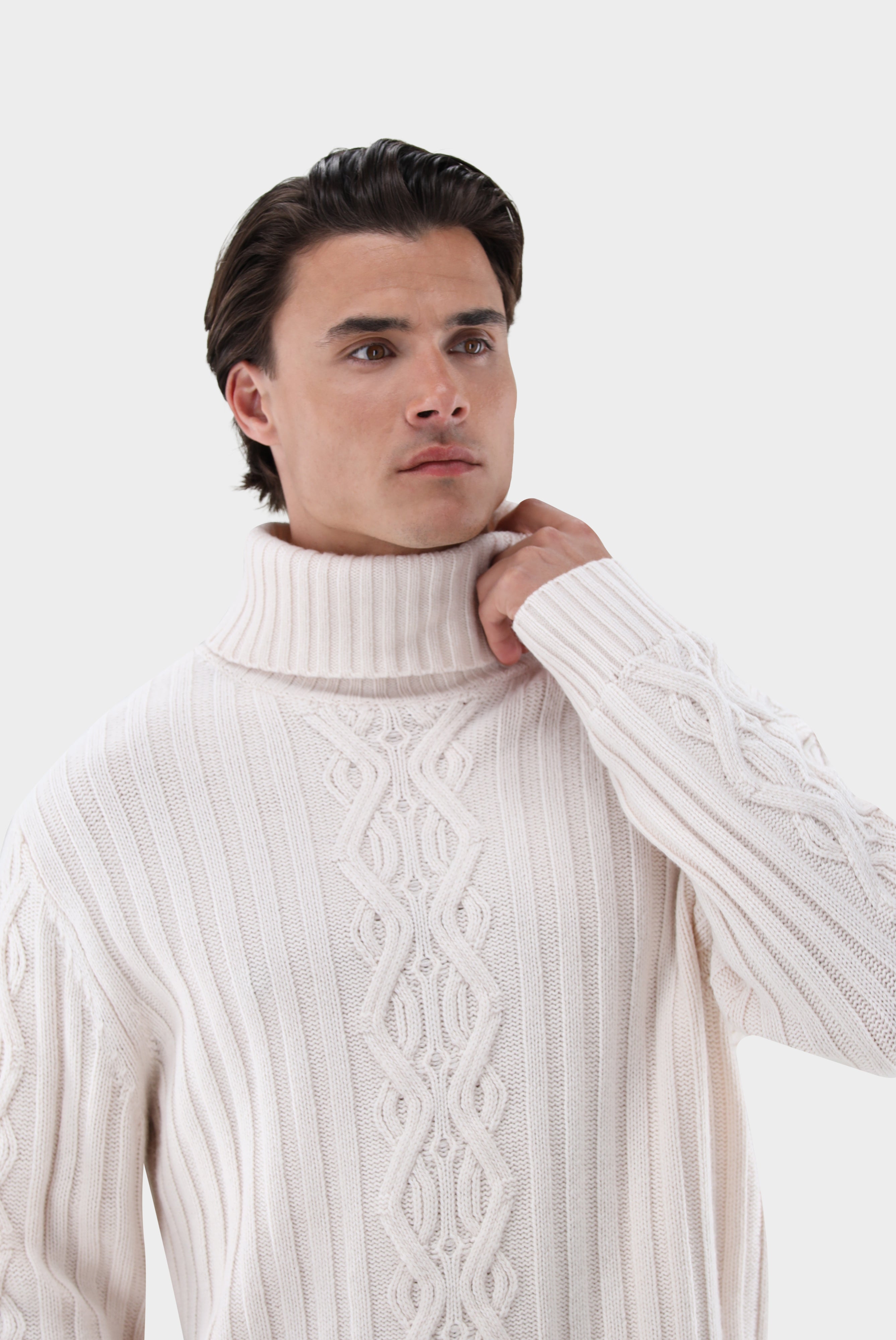 Rollkragenpullover | mit Kaschmir und Zopfmuster-Strick & Pullover-Van Laack-OUTLET-ARCHIVIST-ARCHIVE-SALE