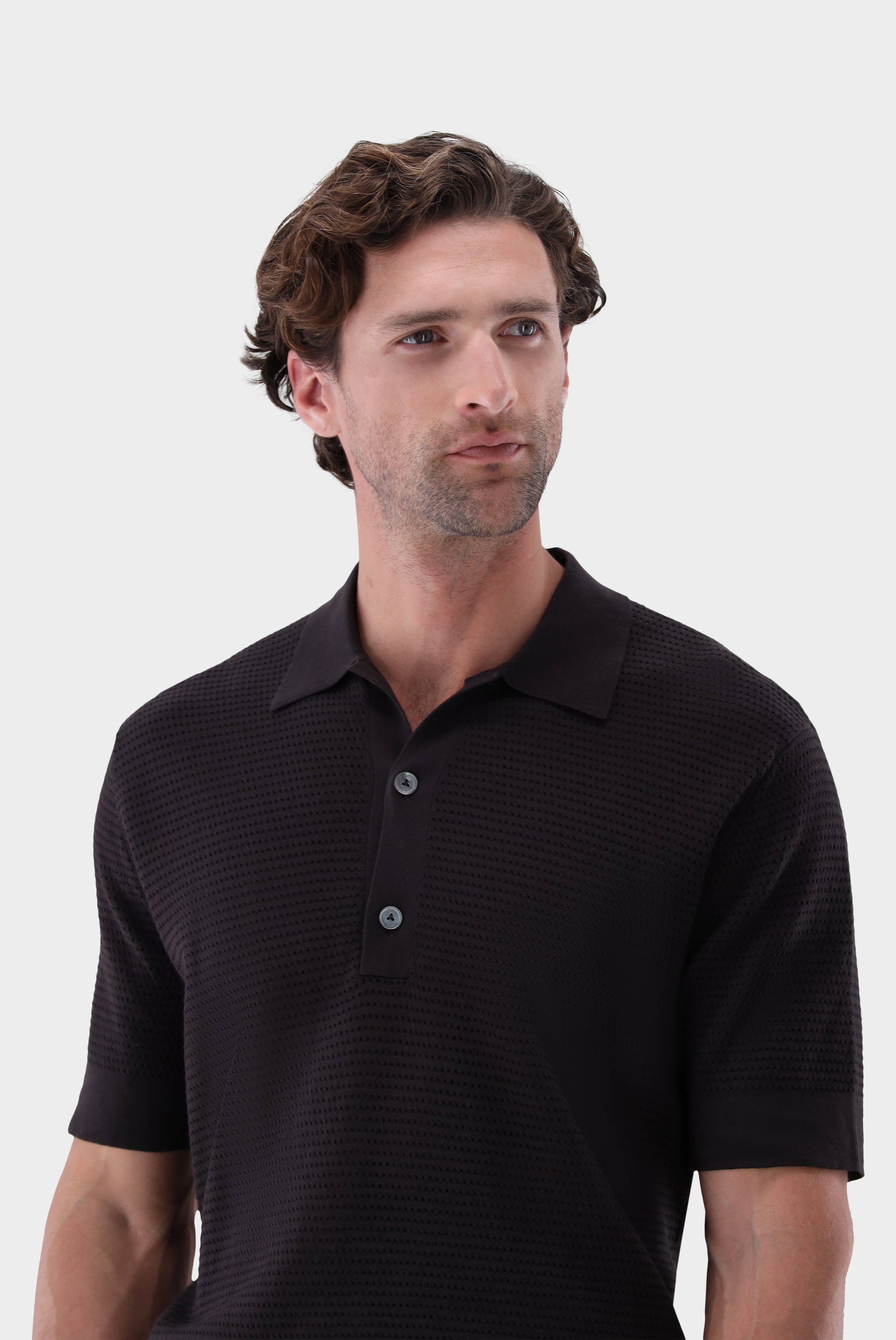 Strick Polo | mit Retro Struktur