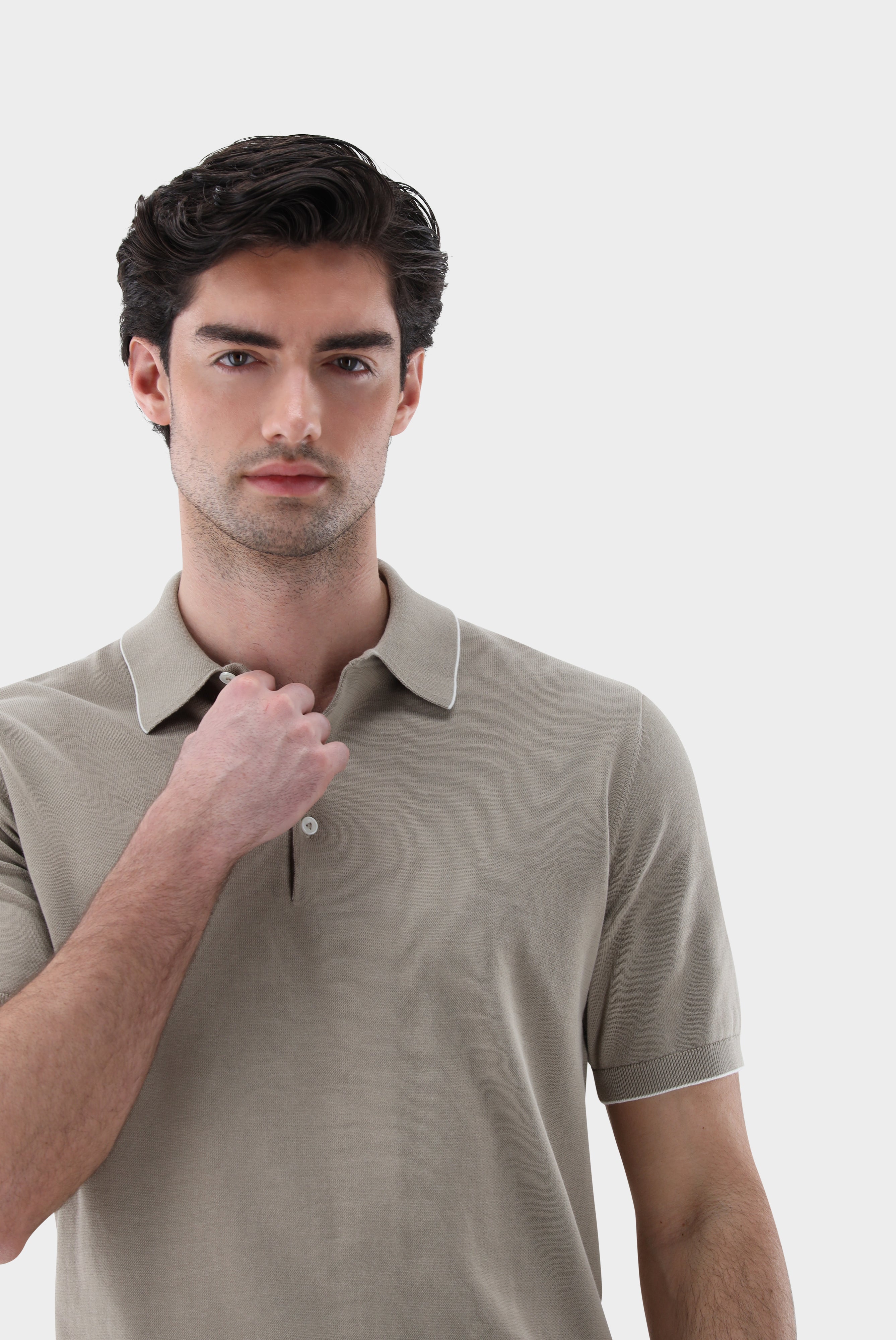 Strick Poloshirt mit Detail | aus Air Cotton-Shirts-Van Laack-OUTLET-ARCHIVIST-ARCHIVE-SALE