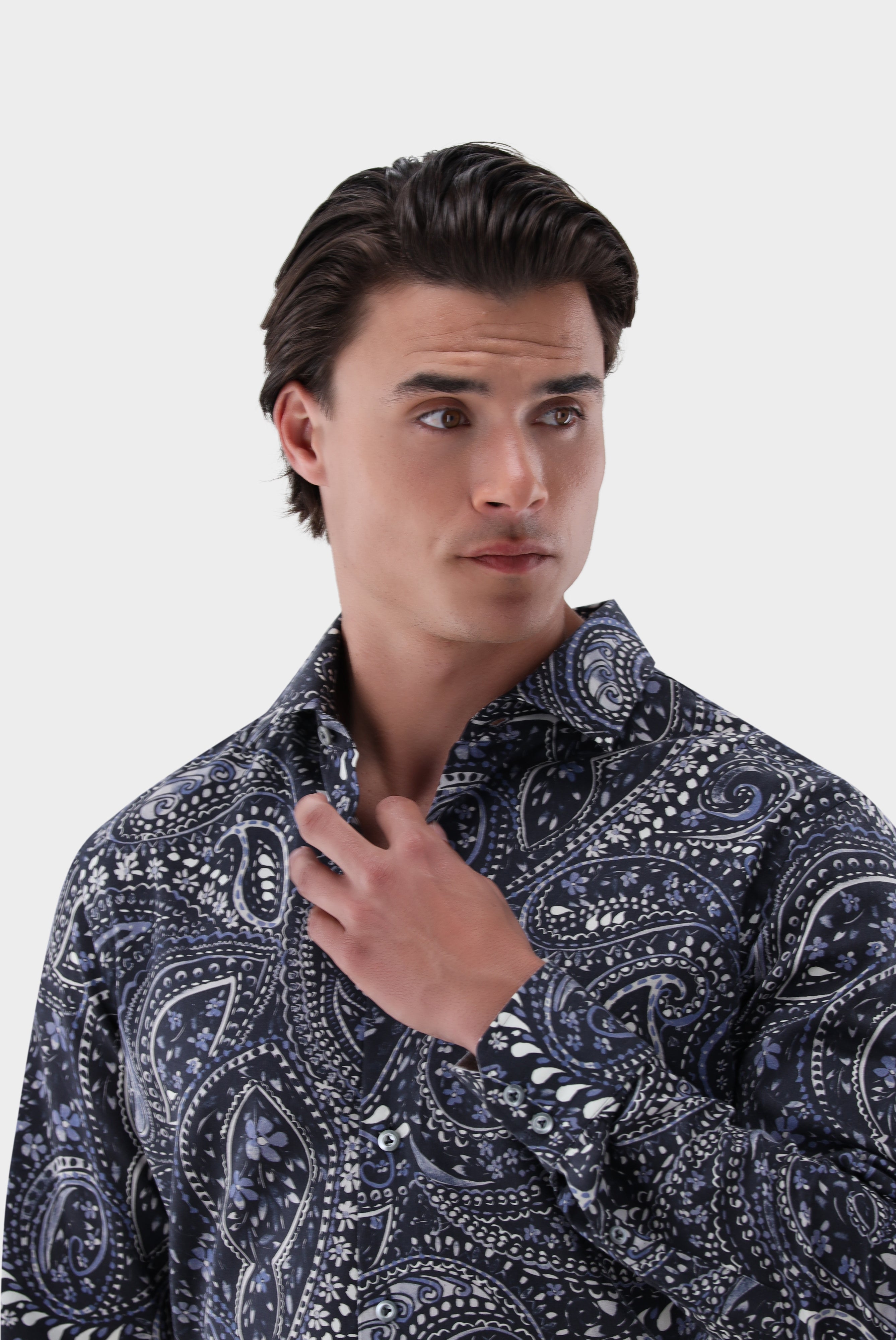 Popeline Hemd | mit Paisley Druck Tailor Fit