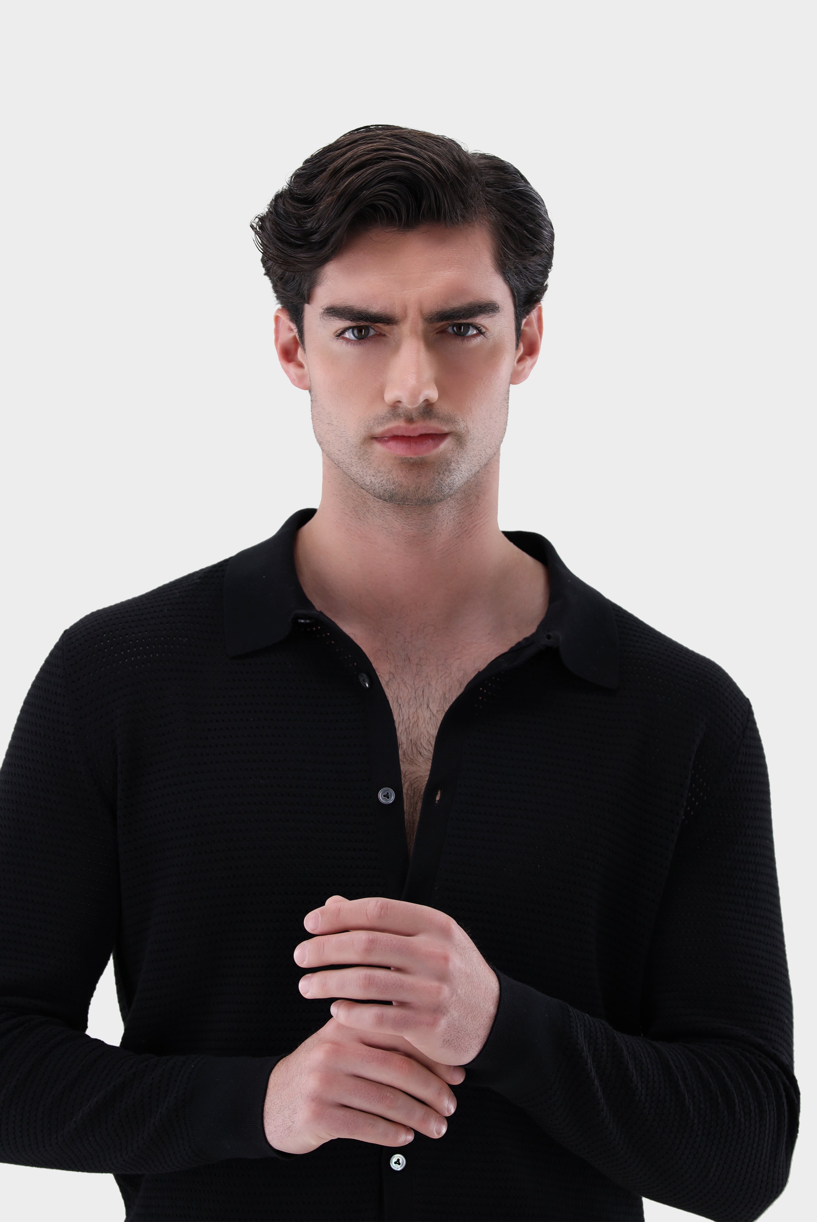 Van Laack-Strickhemd | mit Retro Struktur aus Air Cotton-Hemden & Blusen-Black-Deal-Outlet-by-ARCHIVIST