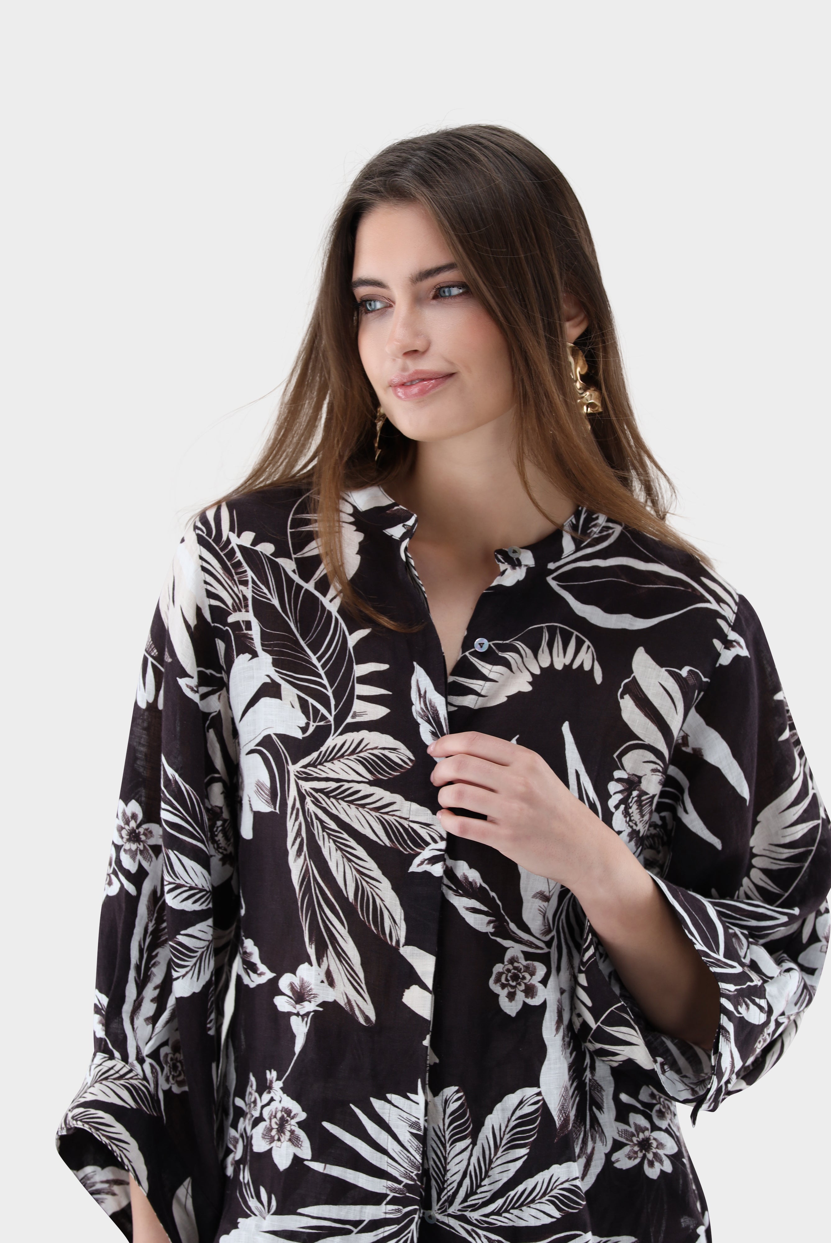 Leinenbluse | mit Tropical Druck-Hemden & Blusen-Van Laack-OUTLET-ARCHIVIST-ARCHIVE-SALE