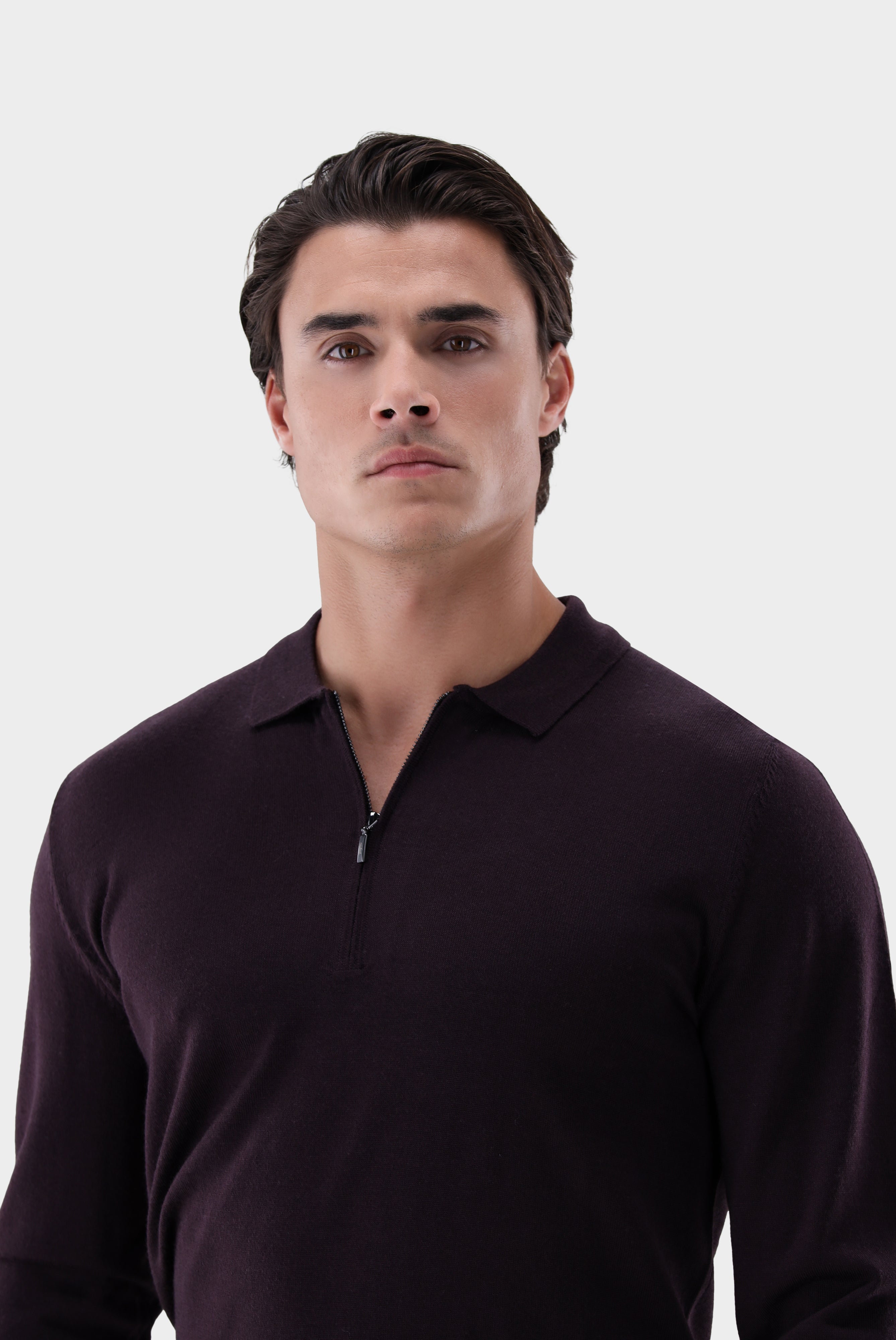 Poloshirt | Langarm mit Reißverschluss aus merzerisierter Wolle-Strick & Pullover-Van Laack-OUTLET-ARCHIVIST-ARCHIVE-SALE