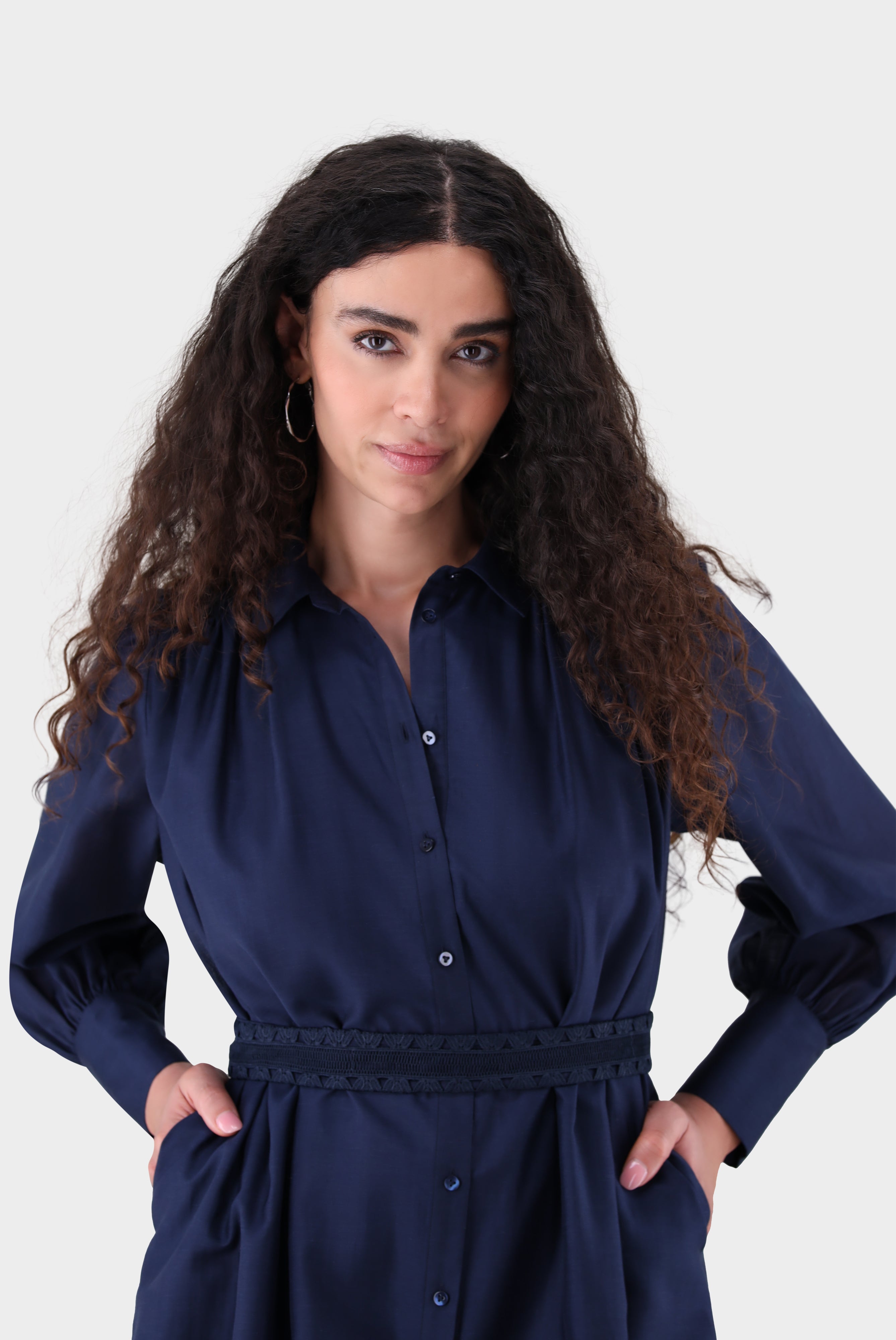 Midi-Hemdblusenkleid | mit Leinen und Tencel™