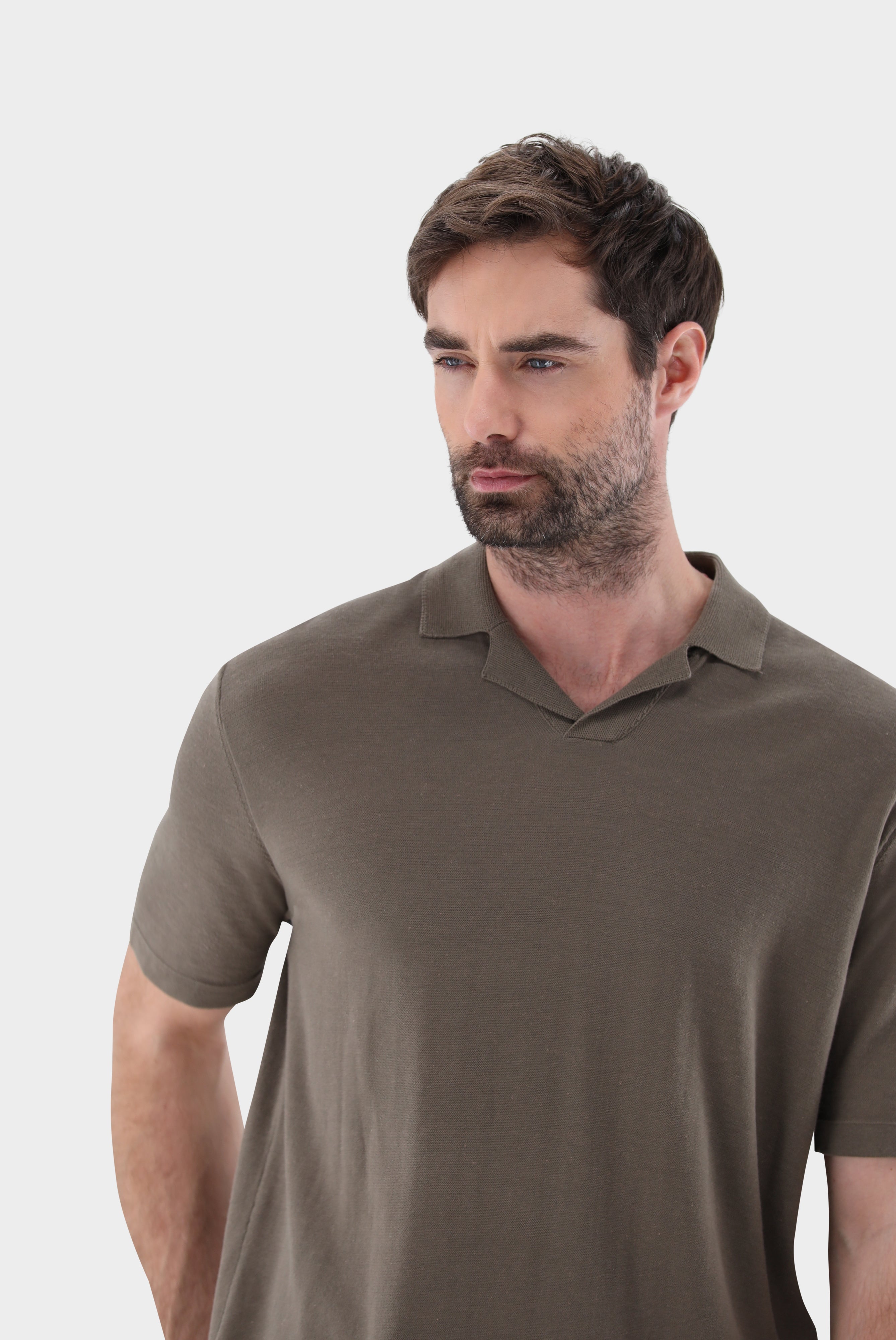 Van Laack-V-Neck-Polo | mit Revers und Seide-Shirts-Black-Deal-Outlet-by-ARCHIVIST