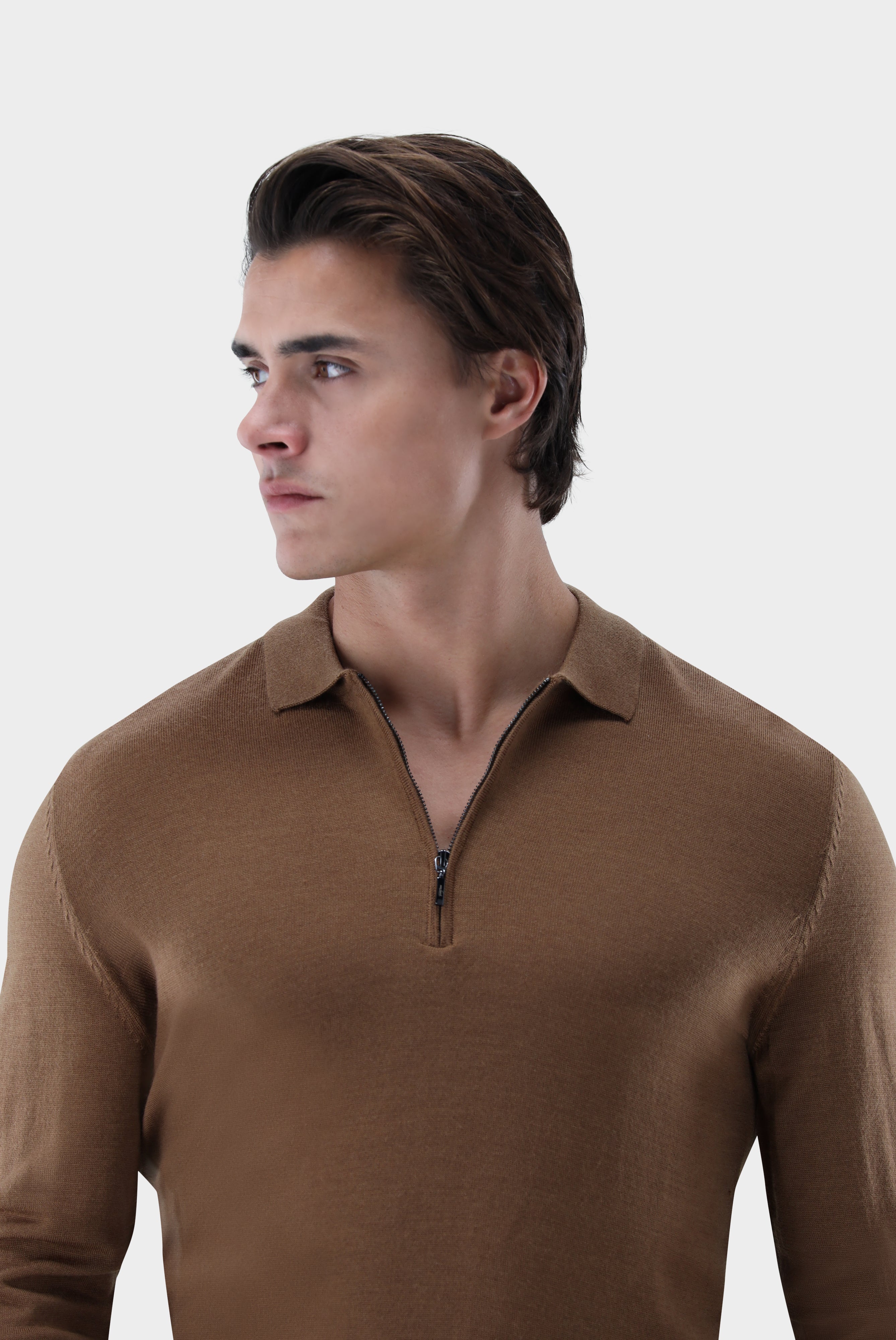 Poloshirt | Langarm mit Reißverschluss aus merzerisierter Wolle-Strick & Pullover-Van Laack-OUTLET-ARCHIVIST-ARCHIVE-SALE