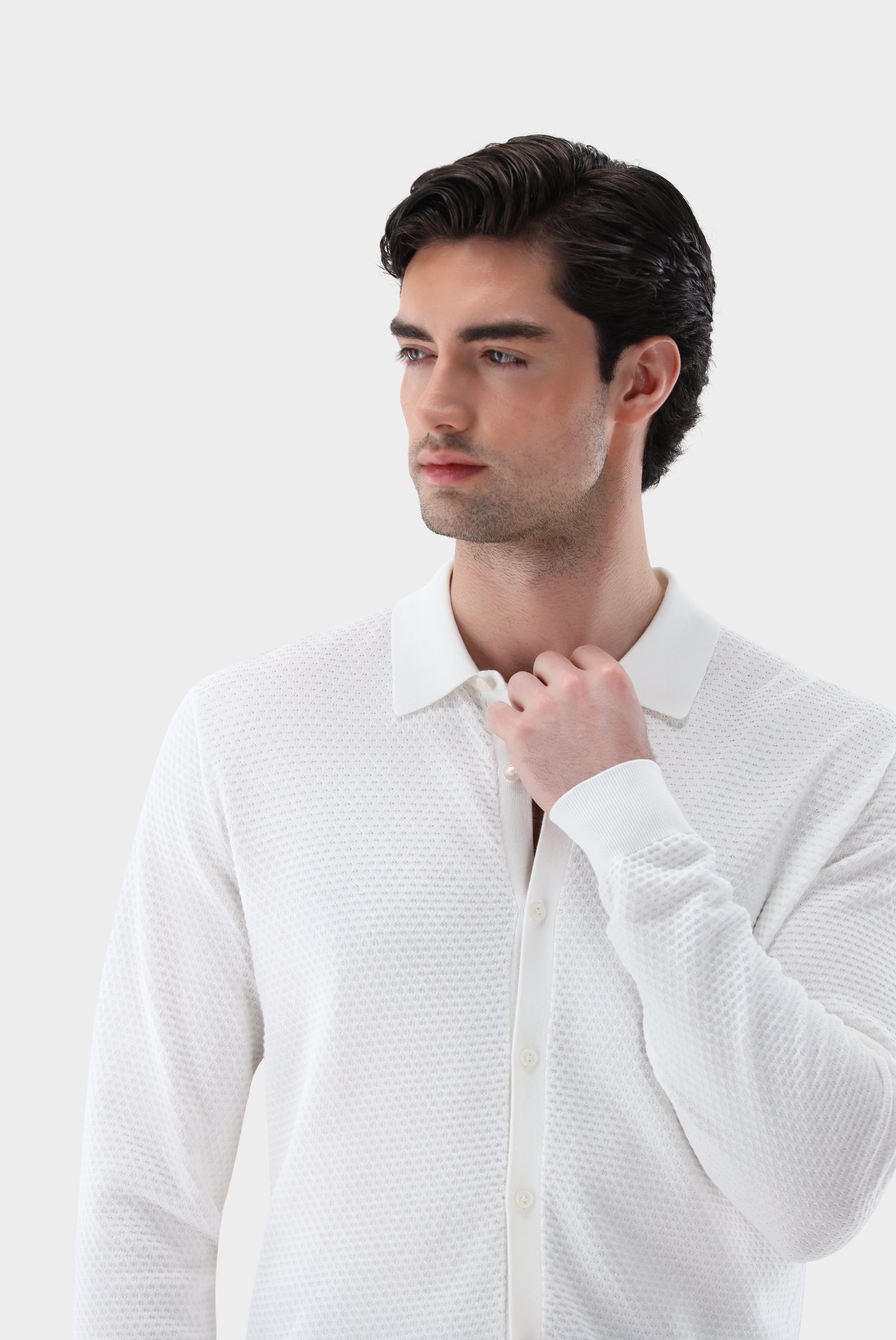 Strickhemd | mit Struktur aus Air Cotton-Strick & Pullover-Van Laack-OUTLET-ARCHIVIST-ARCHIVE-SALE