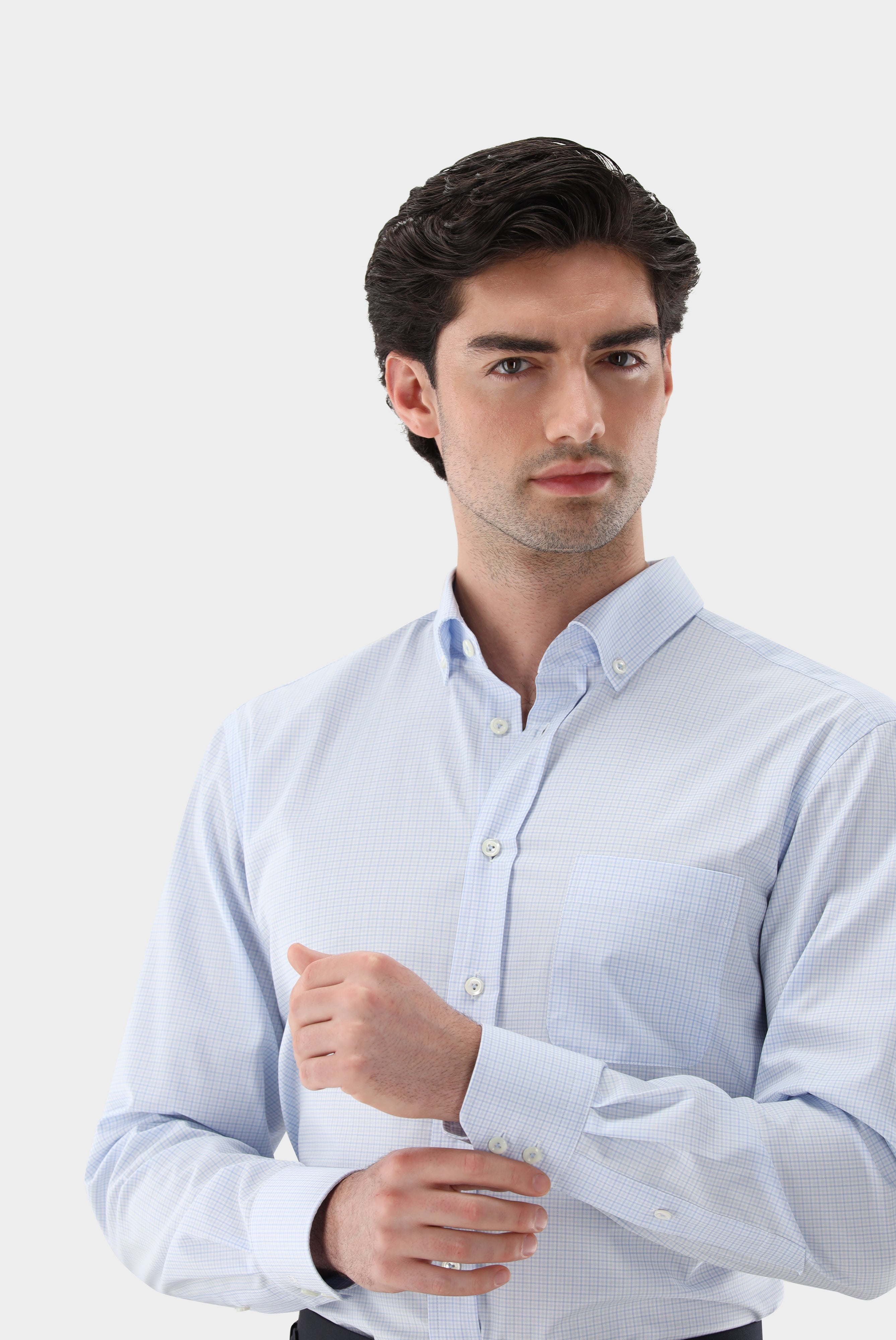 Kariertes Button-Hemd | aus bügelfreiem Twill