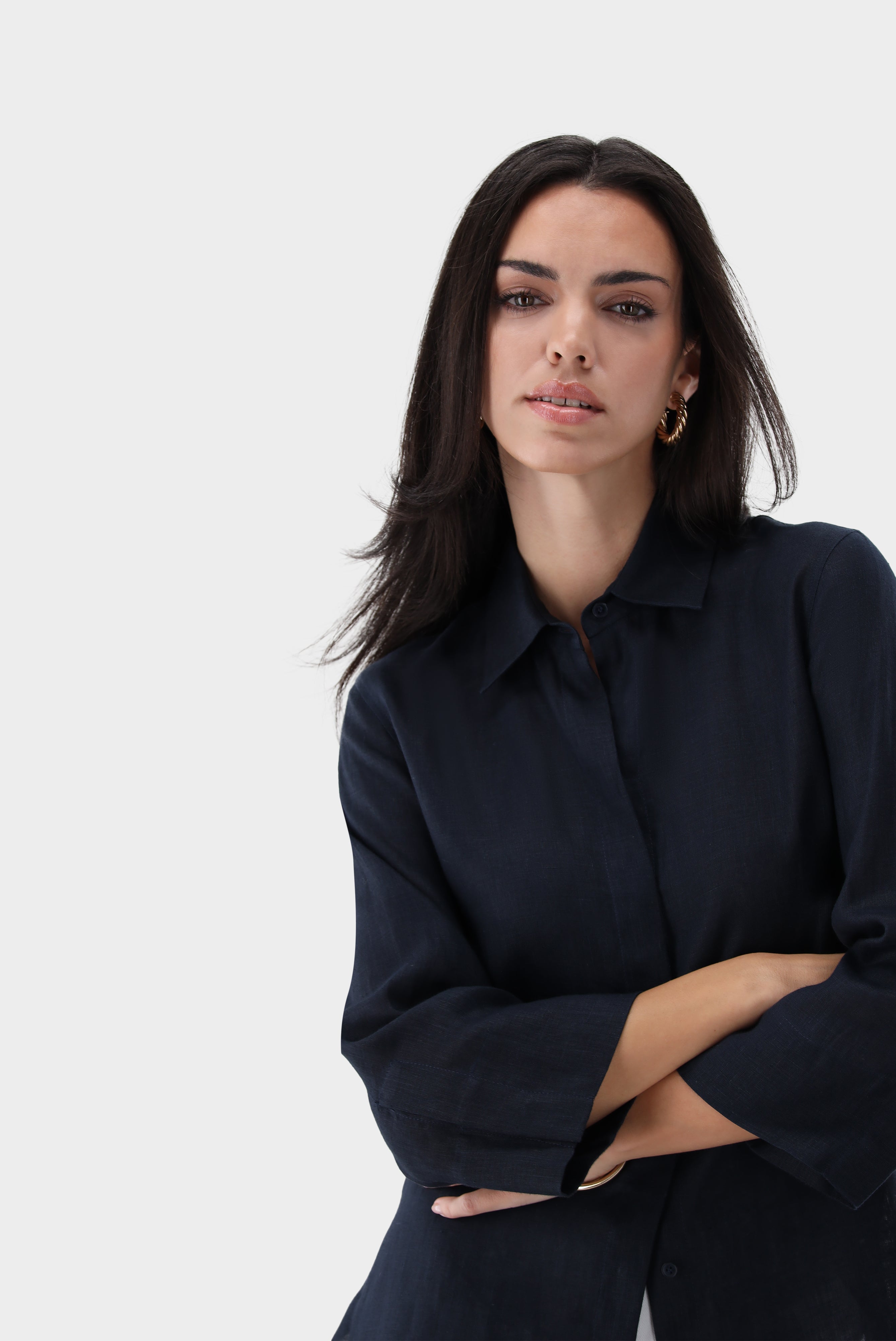 Hemdbluse aus Leinen | mit Seitenschlitzen