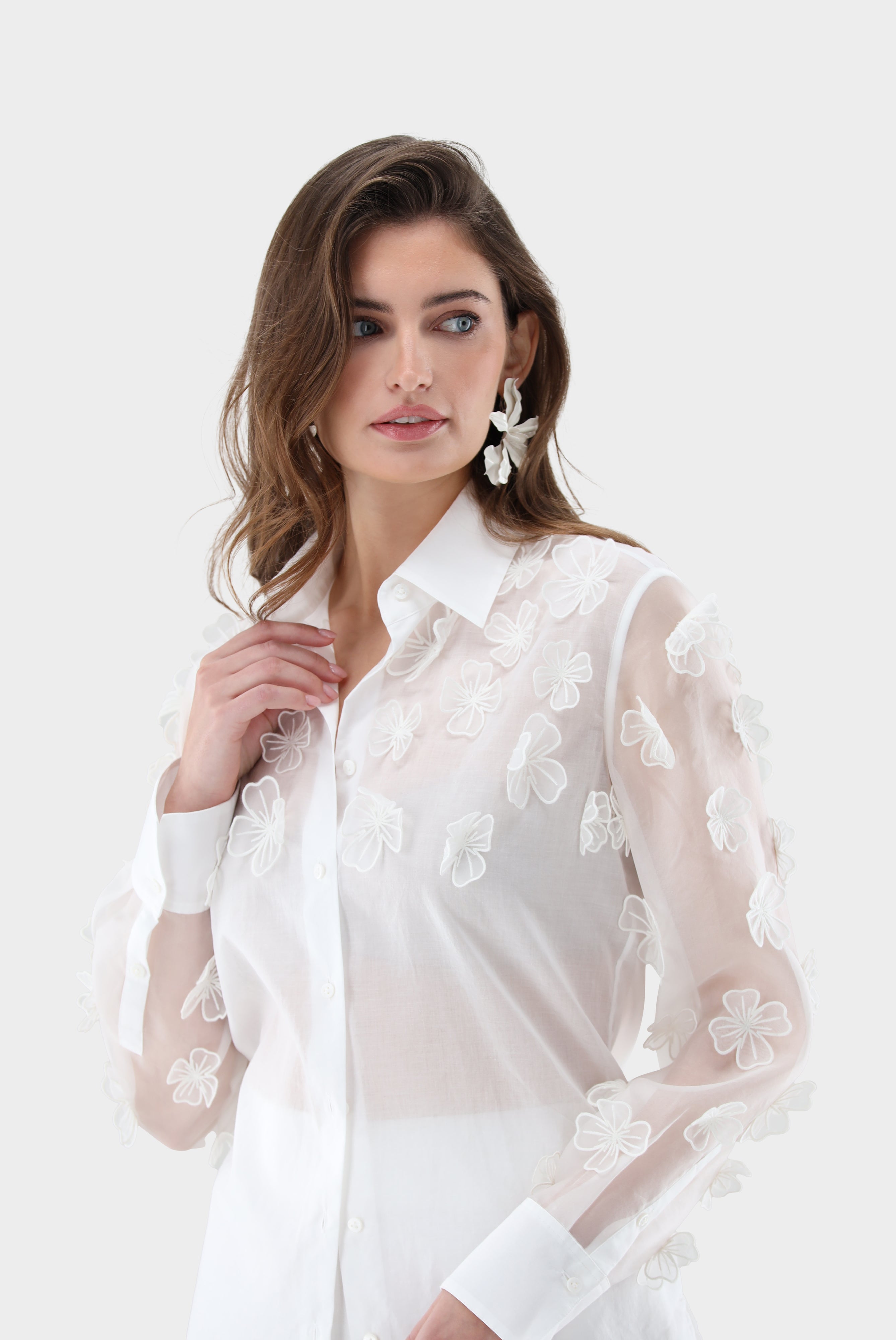 Hemdbluse | mit 3D-Blumen-Hemden & Blusen-Van Laack-OUTLET-ARCHIVIST-ARCHIVE-SALE