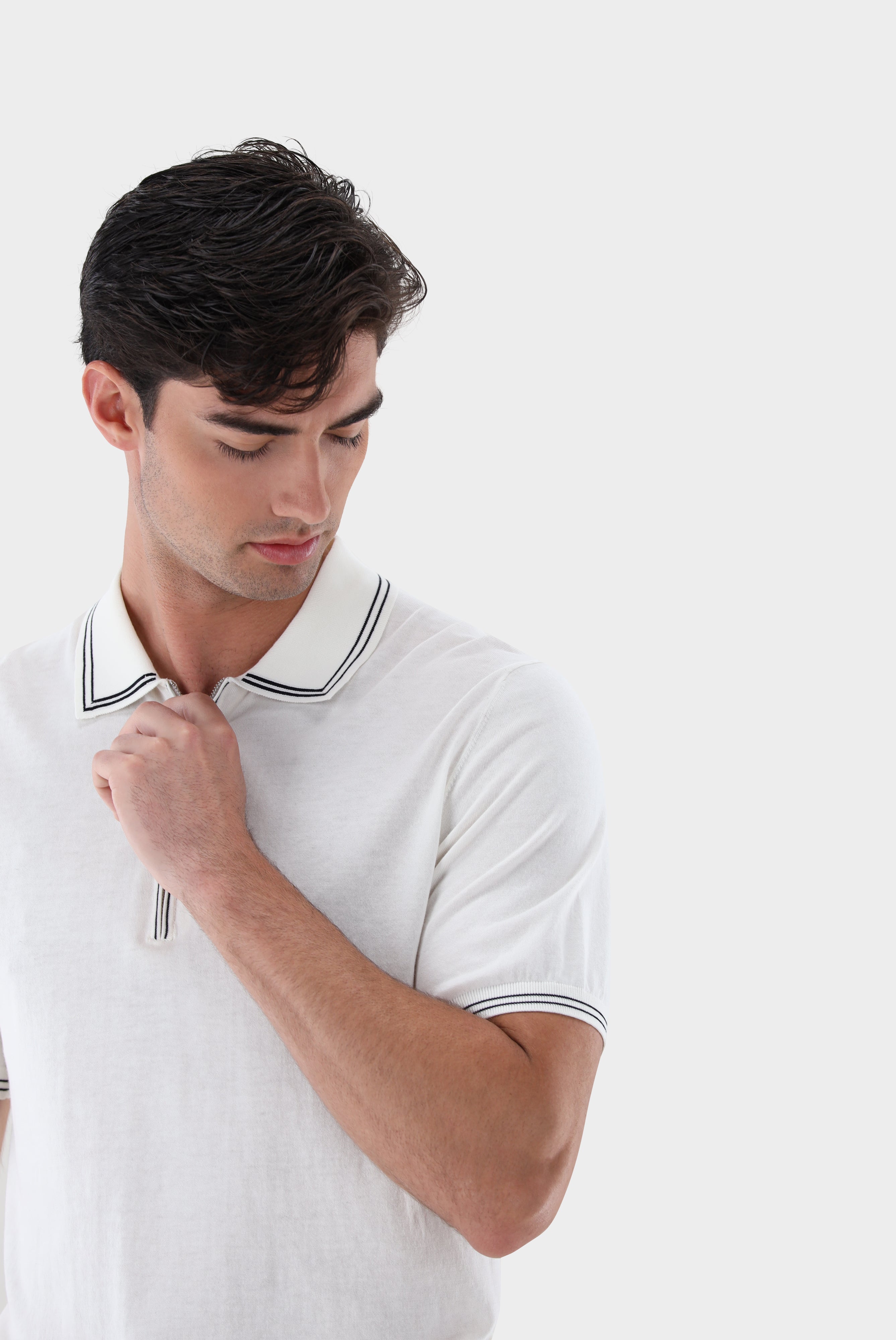 Van Laack-Poloshirt | mit Reißverschluss aus Air Cotton-Shirts-Black-Deal-Outlet-by-ARCHIVIST