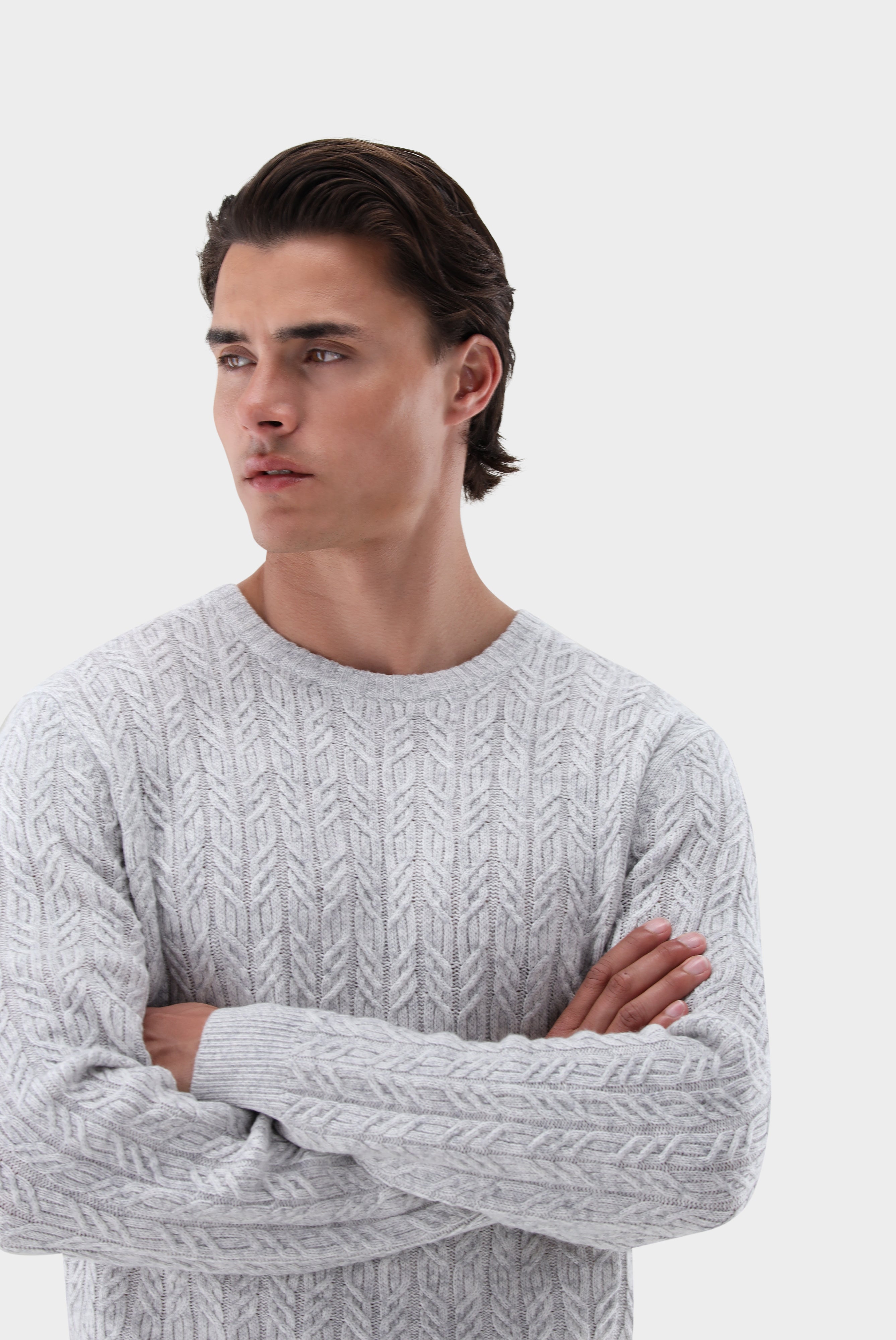 Rundhalspullover | mit Zopfstrick und Kaschmir-Strick & Pullover-Van Laack-OUTLET-ARCHIVIST-ARCHIVE-SALE