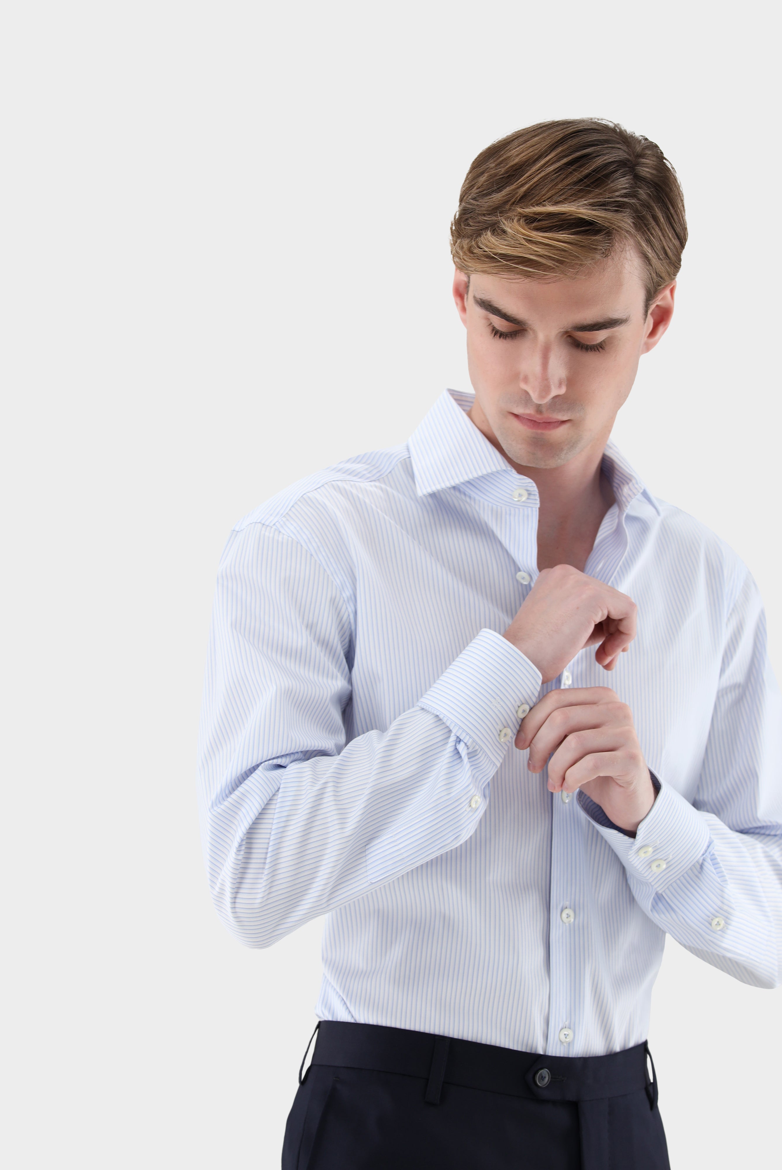 Gestreiftes Businesshemd | aus Twill Gewebe Slim Fit