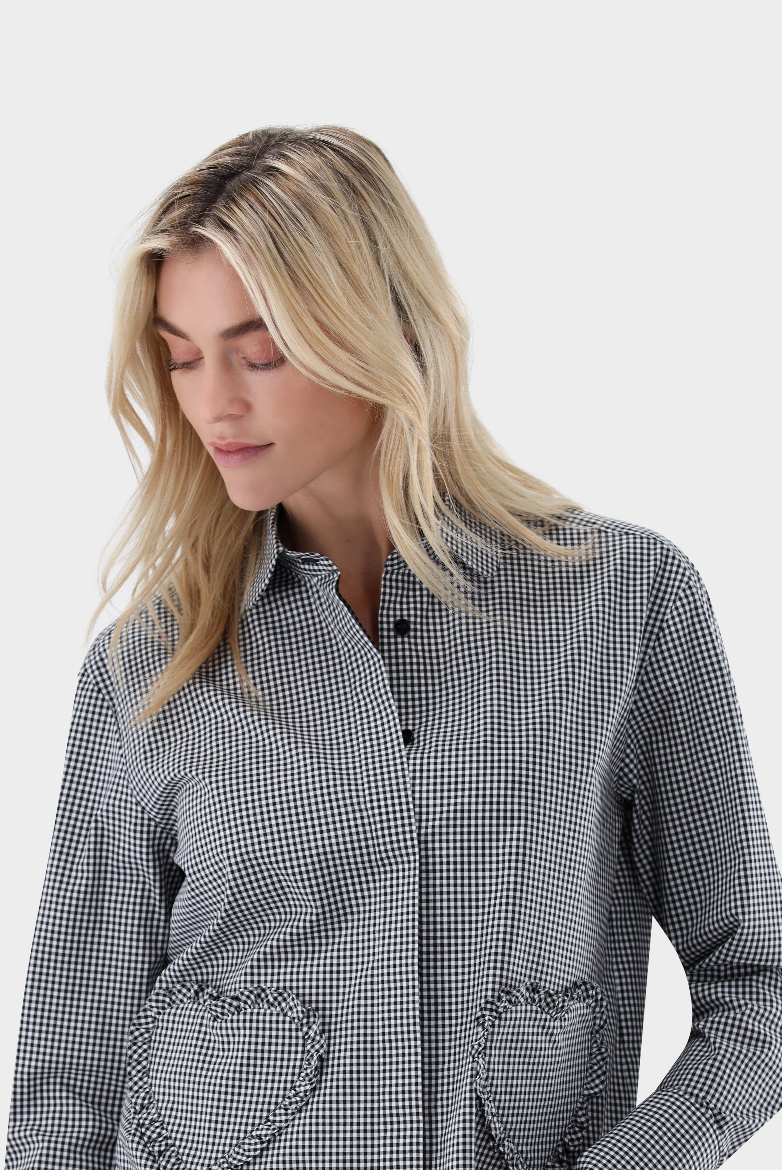 Hemdbluse | cropped mit Herz-Taschen