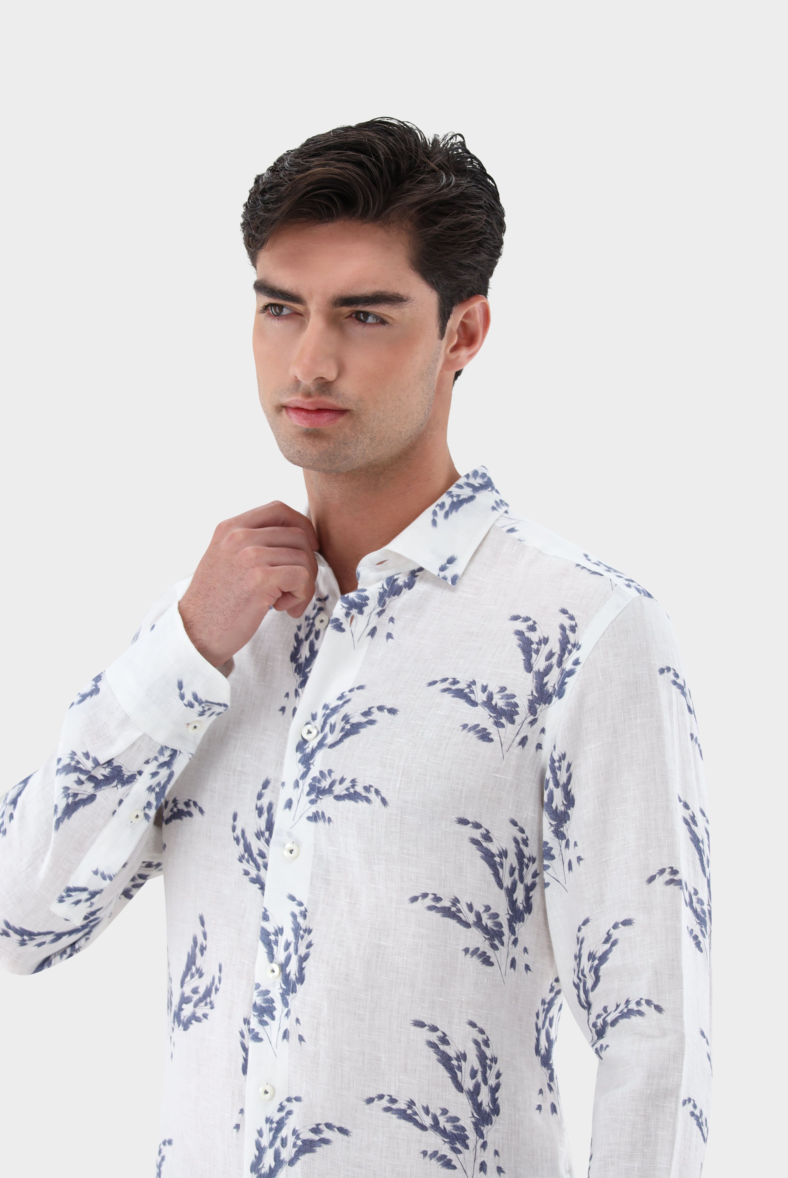 Leinen | Hemd mit Druck Tailor Fit-Hemden & Blusen-Van Laack-OUTLET-ARCHIVIST-ARCHIVE-SALE