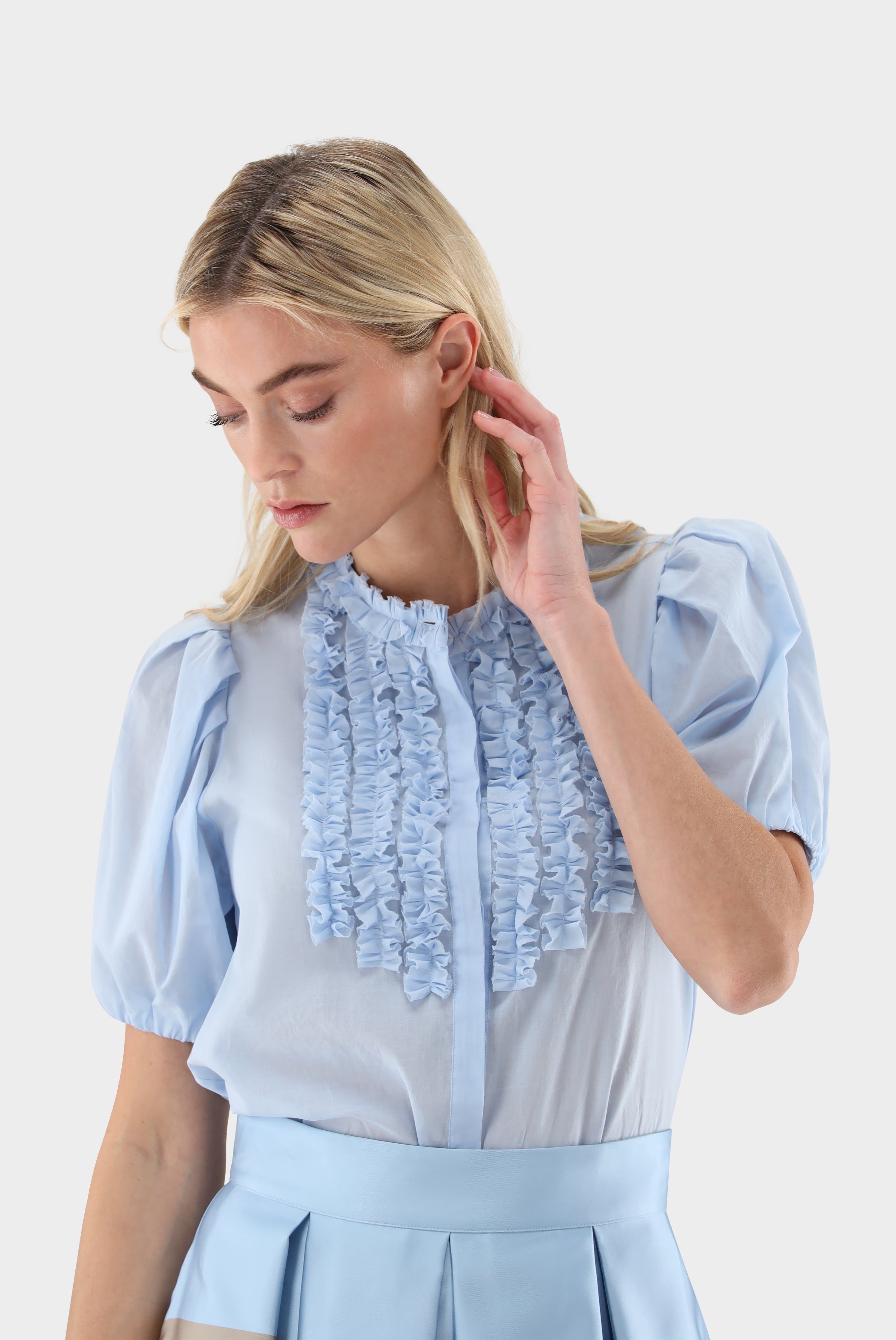 Kurzarm Bluse | mit Rüschen-Hemden & Blusen-Van Laack-OUTLET-ARCHIVIST-ARCHIVE-SALE