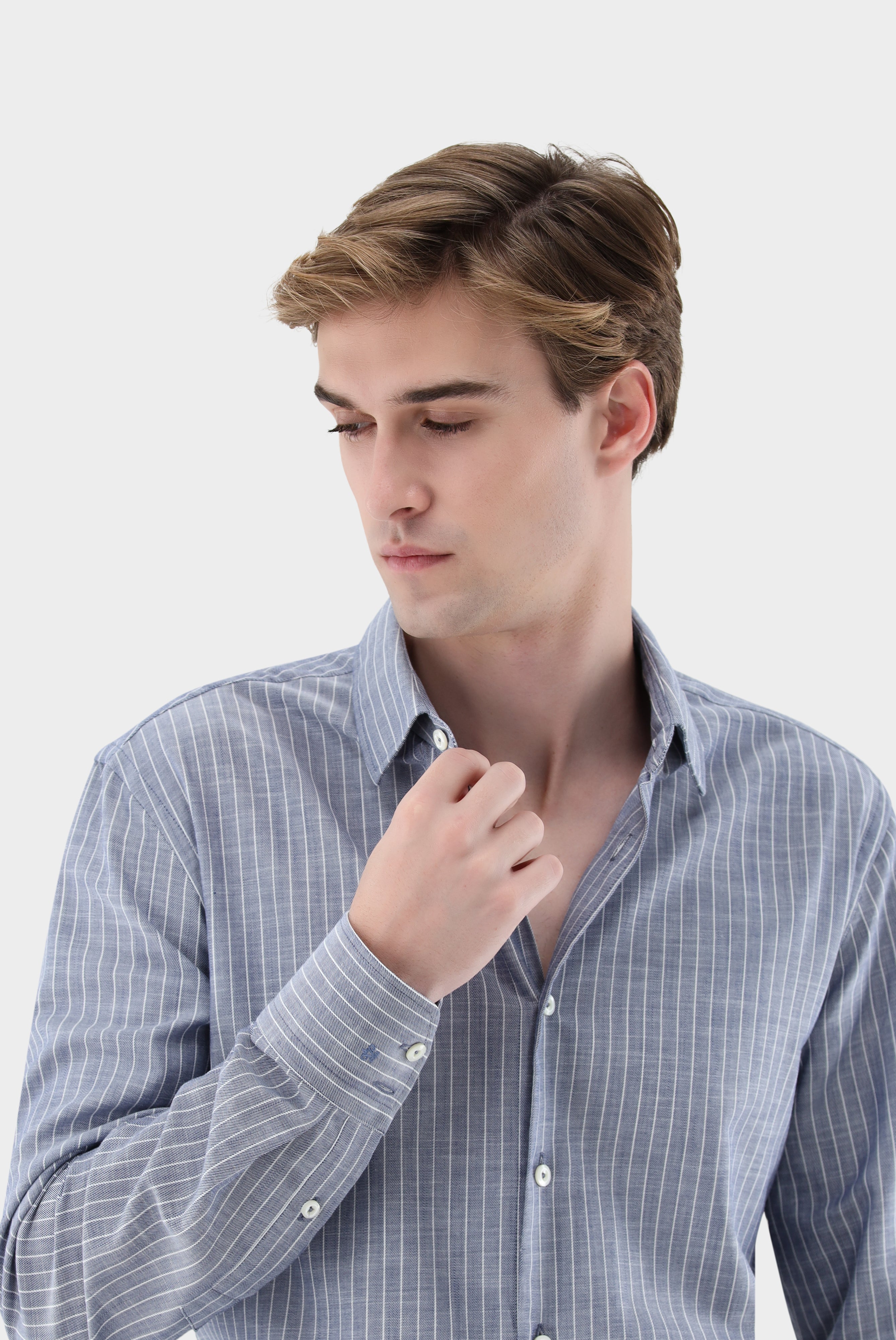 Gestreiftes Twill-Hemd | verwaschene Optik-Hemden & Blusen-Van Laack-OUTLET-ARCHIVIST-ARCHIVE-SALE