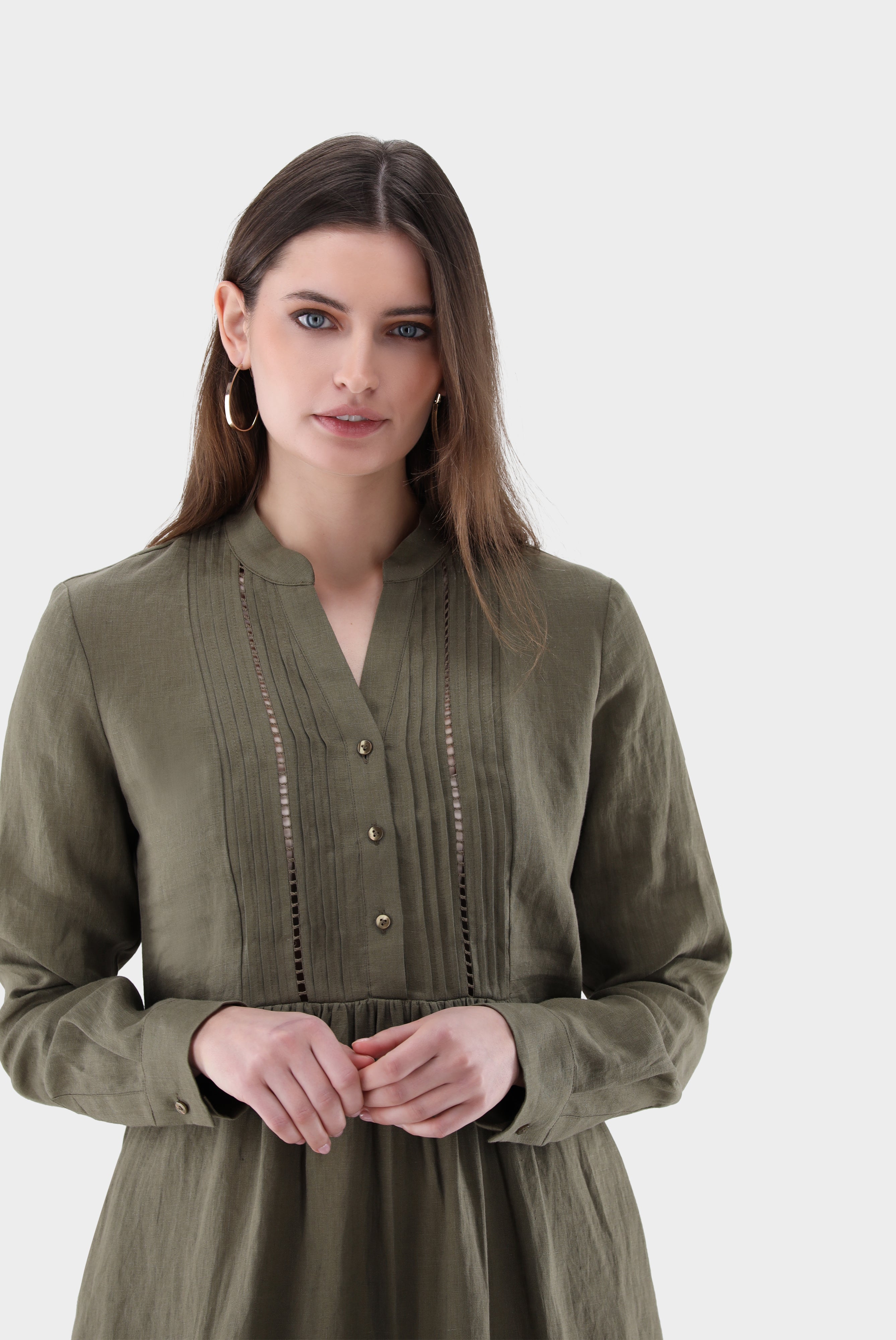 Schlupfkleid aus Leinen | mit Lochstick-Details