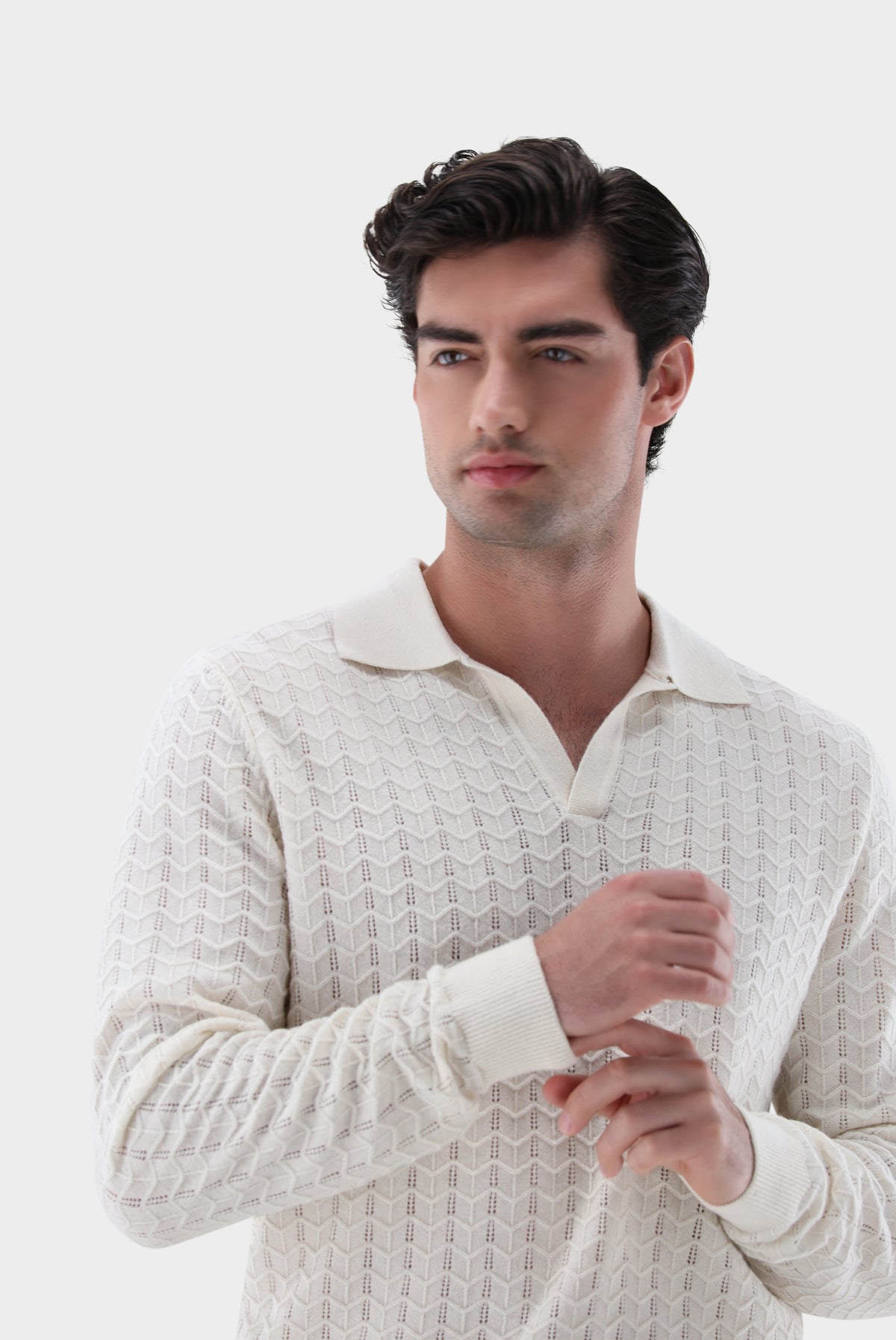 Poloshirt | gestrickt mit V-Neck und Struktur-Strick & Pullover-Van Laack-OUTLET-ARCHIVIST-ARCHIVE-SALE