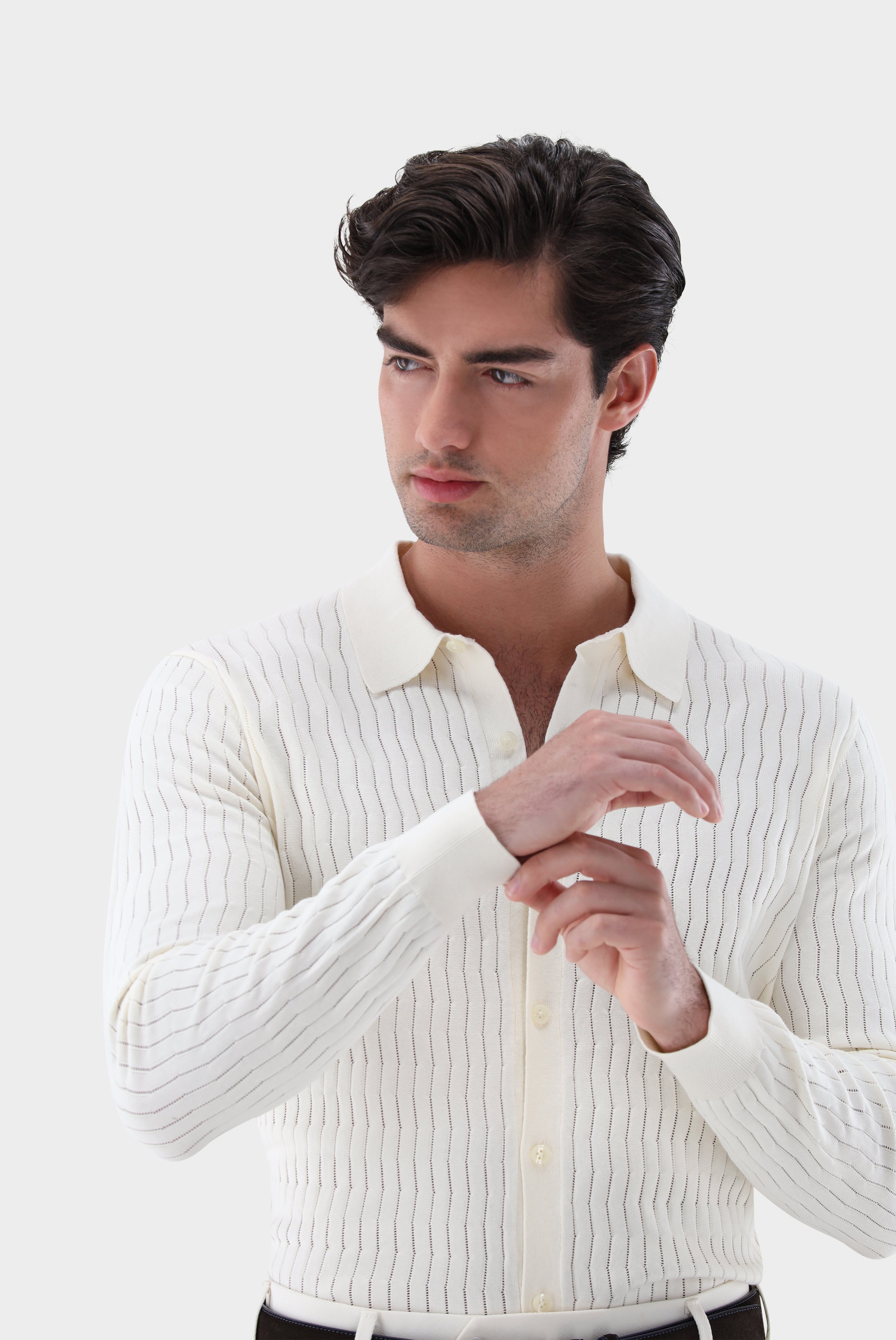 Strickhemd | mit Strukturmuster aus Winter Cotton-Strick & Pullover-Van Laack-OUTLET-ARCHIVIST-ARCHIVE-SALE