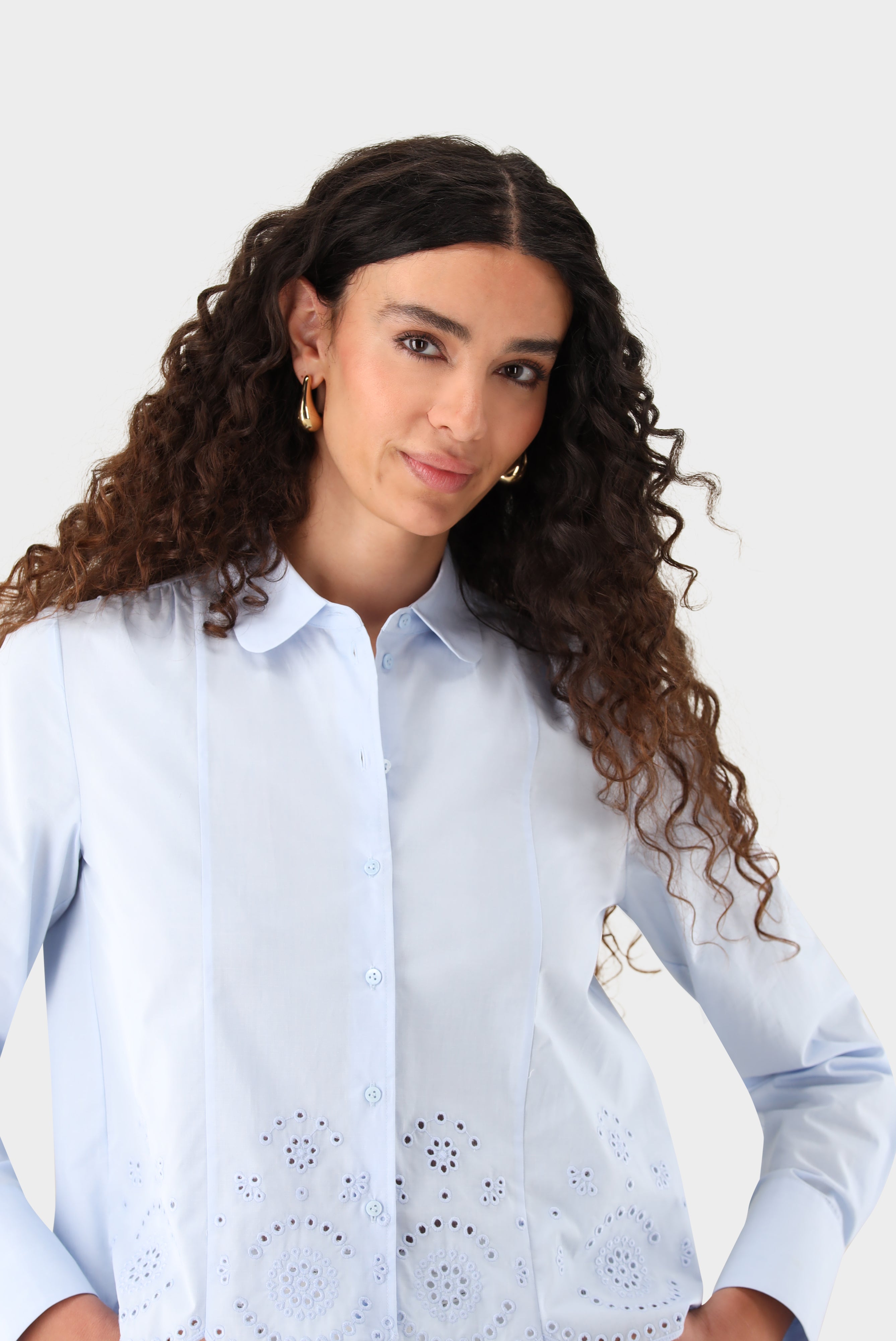 Hemdbluse | aus Popeline mit Lochstick-Saum-Hemden & Blusen-Van Laack-OUTLET-ARCHIVIST-ARCHIVE-SALE