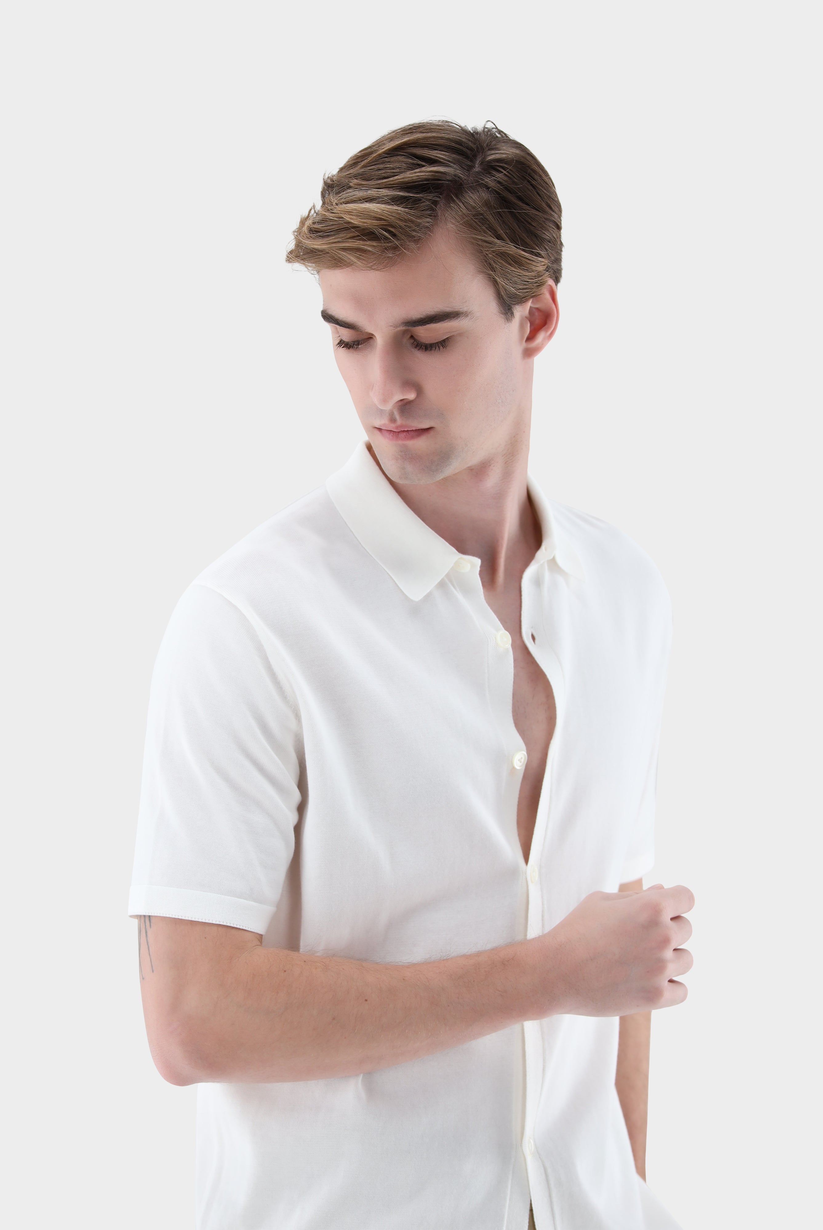 Strickhemd | mit kurzarm aus Air Cotton