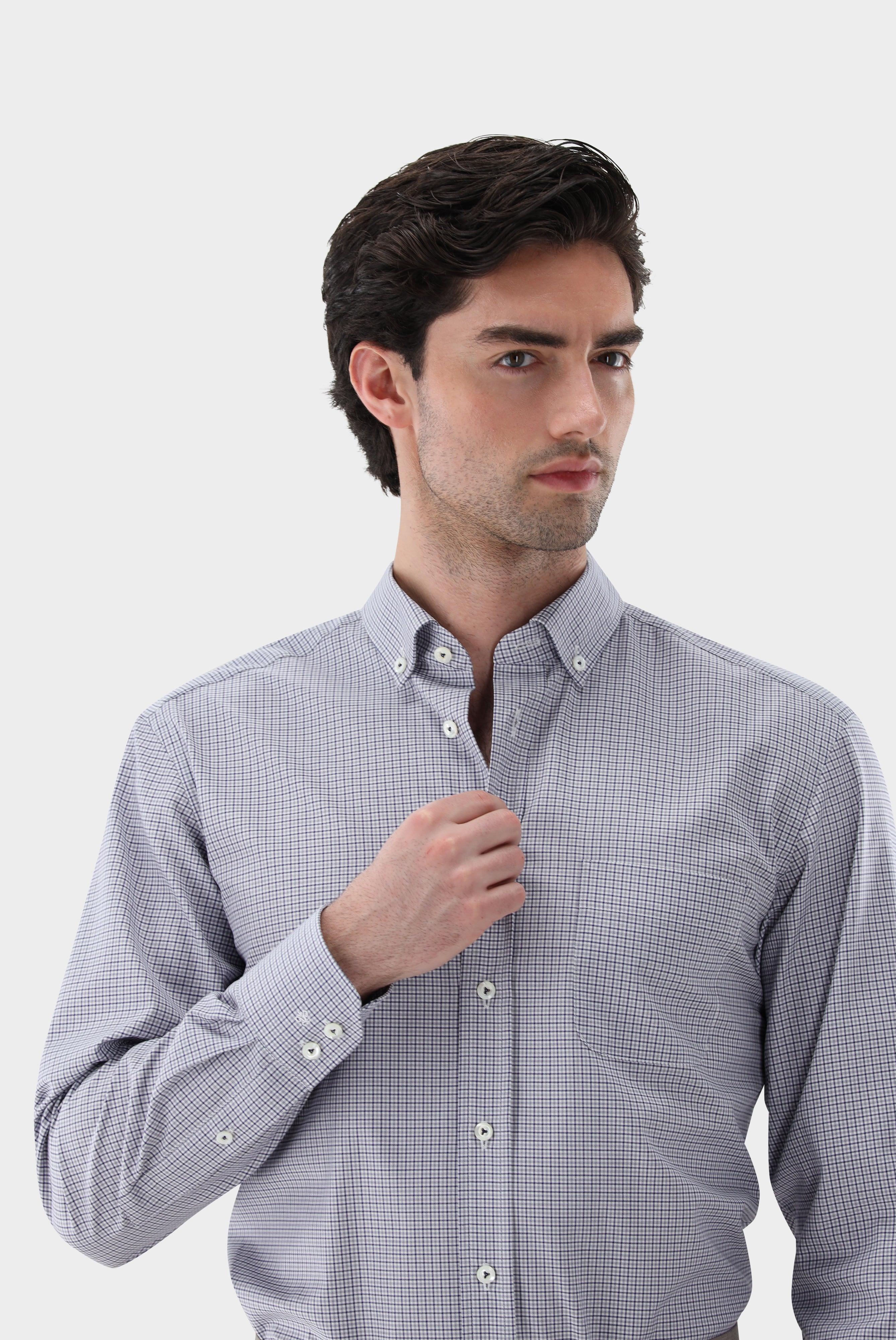 Kariertes Button-Hemd | aus bügelfreiem Twill