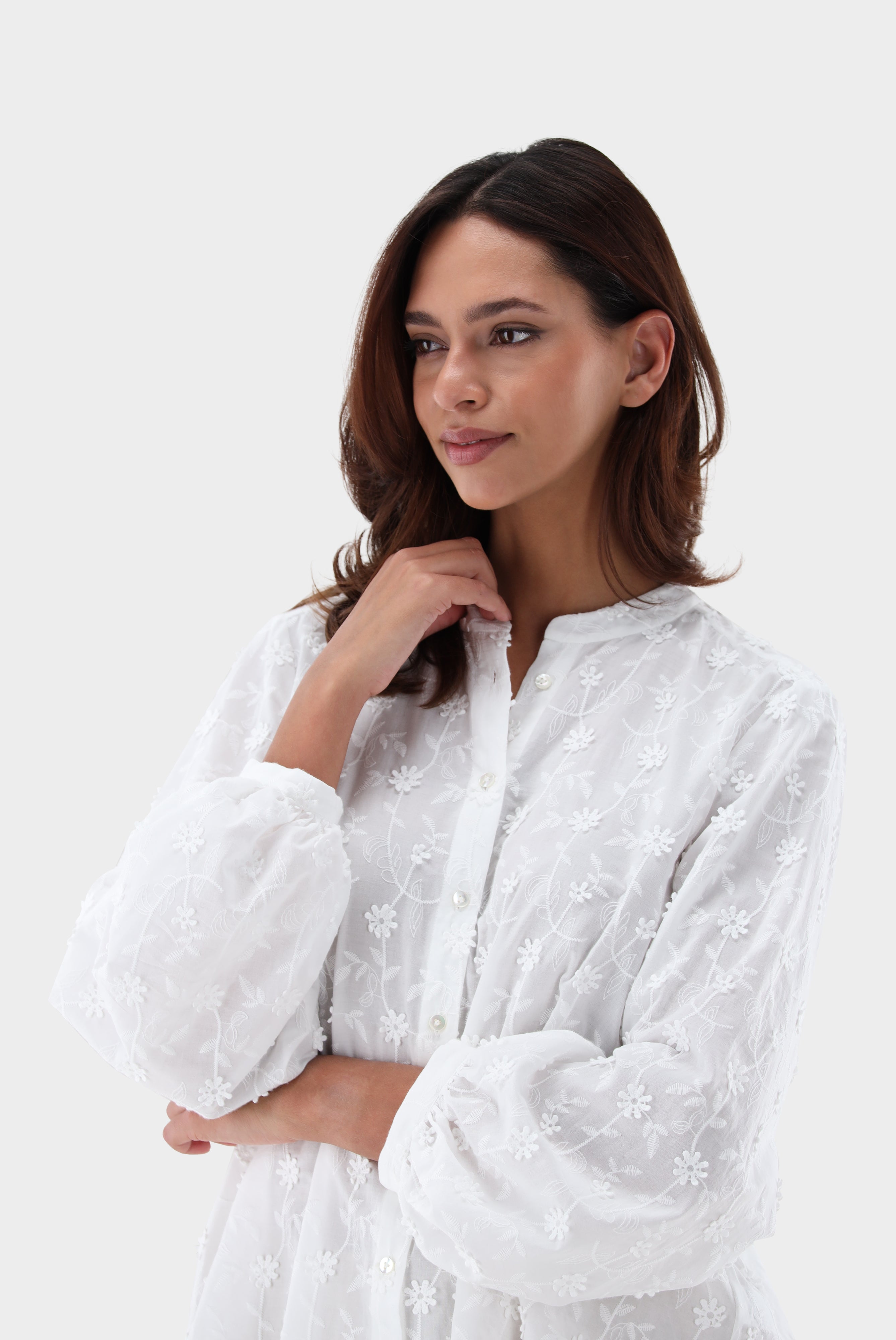 Van Laack-Hemdbluse | mit Ballonärmeln und Blumenstickerei-Hemden & Blusen-Black-Deal-Outlet-by-ARCHIVIST