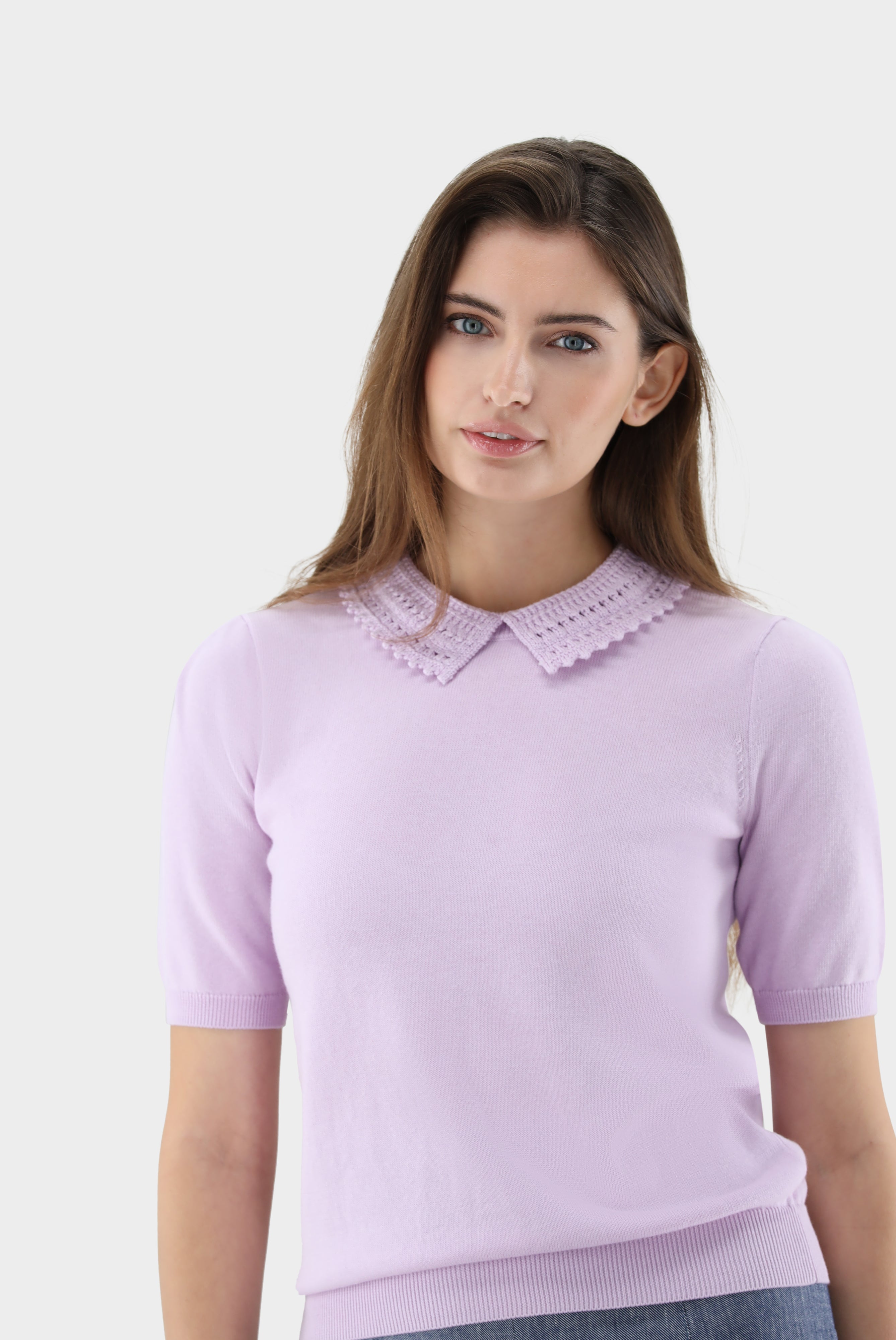 Strick Poloshirt | mit Häkel-Kragen-UNDEFINIERT-Van Laack-OUTLET-ARCHIVIST-ARCHIVE-SALE