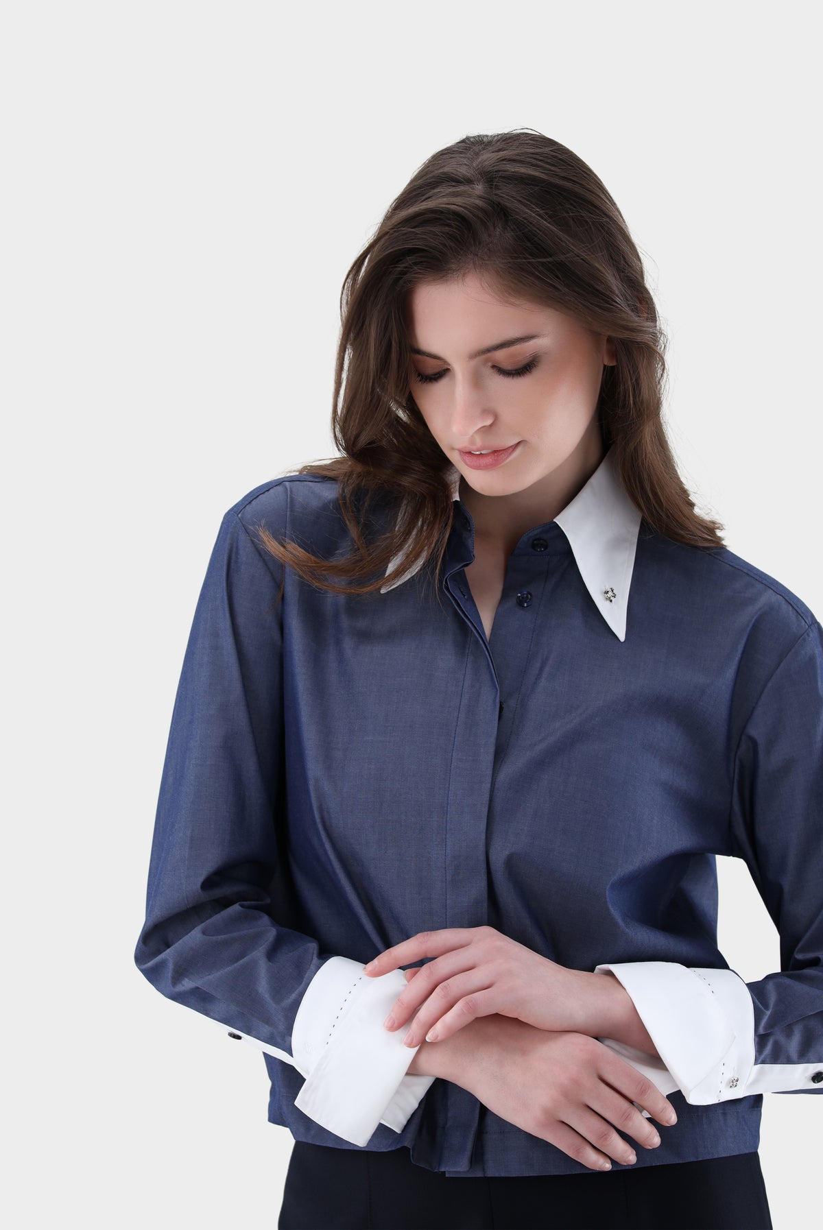 Hemdbluse | kurz geschnitten und gestreift-Hemden & Blusen-Van Laack-OUTLET-ARCHIVIST-ARCHIVE-SALE
