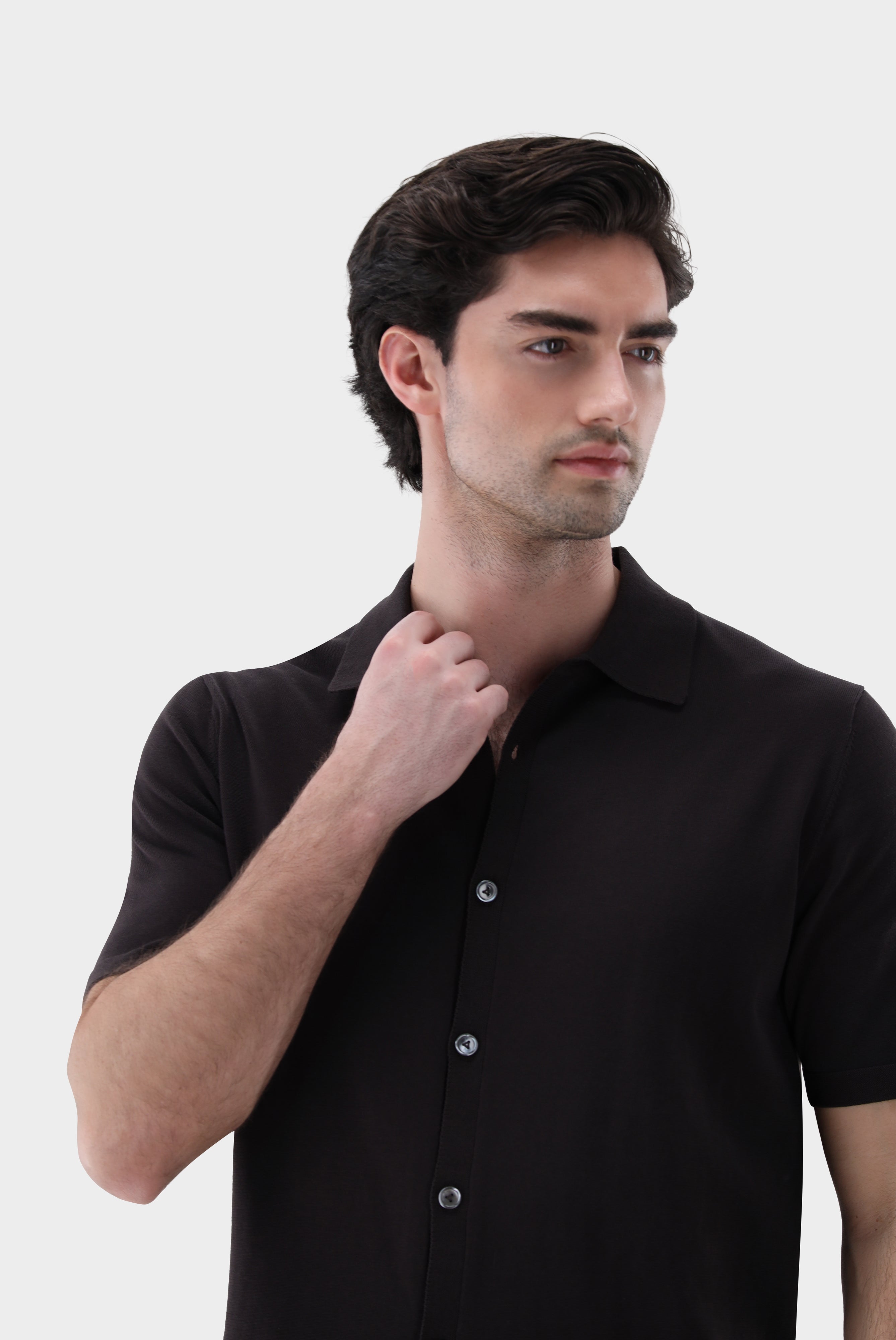 Strickhemd | mit kurzarm aus Air Cotton