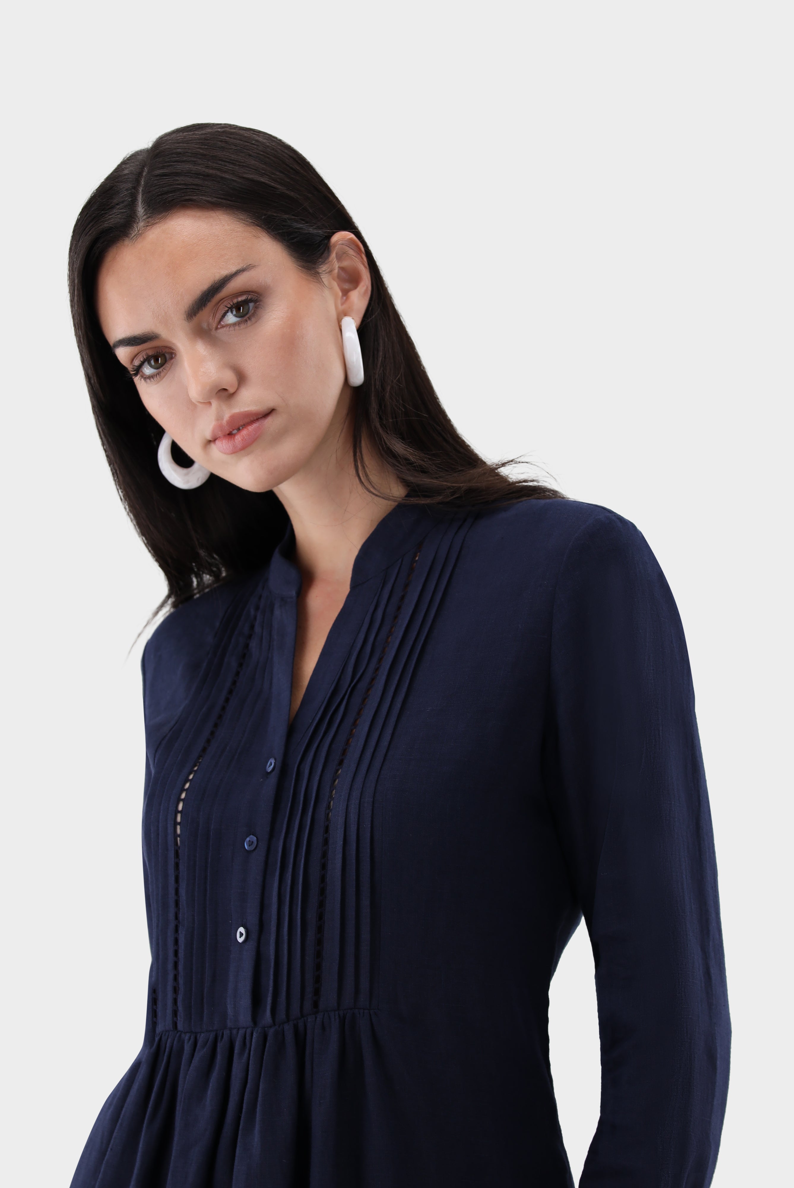Schlupfkleid aus Leinen | mit Lochstick-Details-Kleider & Röcke-Van Laack-OUTLET-ARCHIVIST-ARCHIVE-SALE