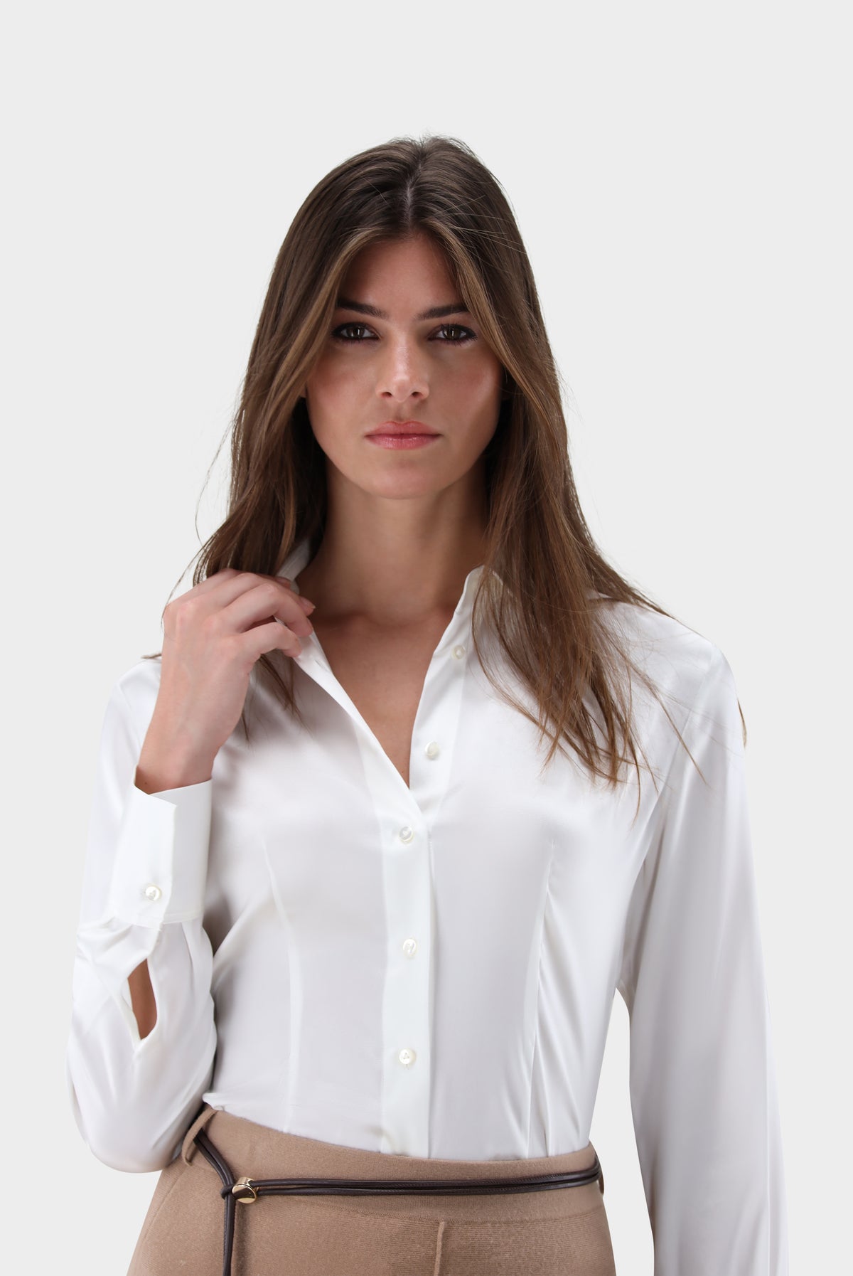 Hemdbluse | tailliert aus Seidensatin-Stretch-Hemden & Blusen-Van Laack-OUTLET-ARCHIVIST-ARCHIVE-SALE