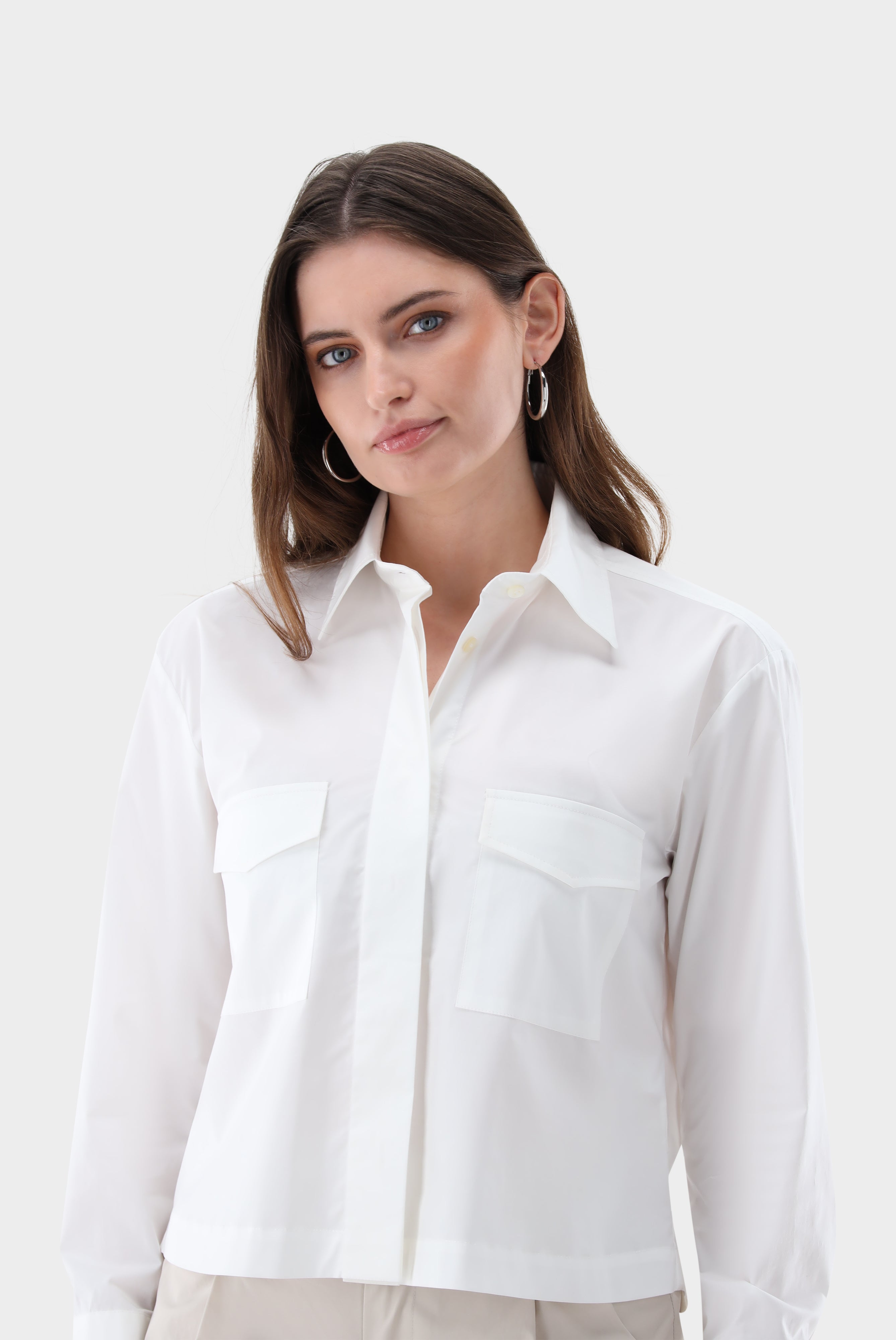 Cropped Bluse | mit Brusttaschen