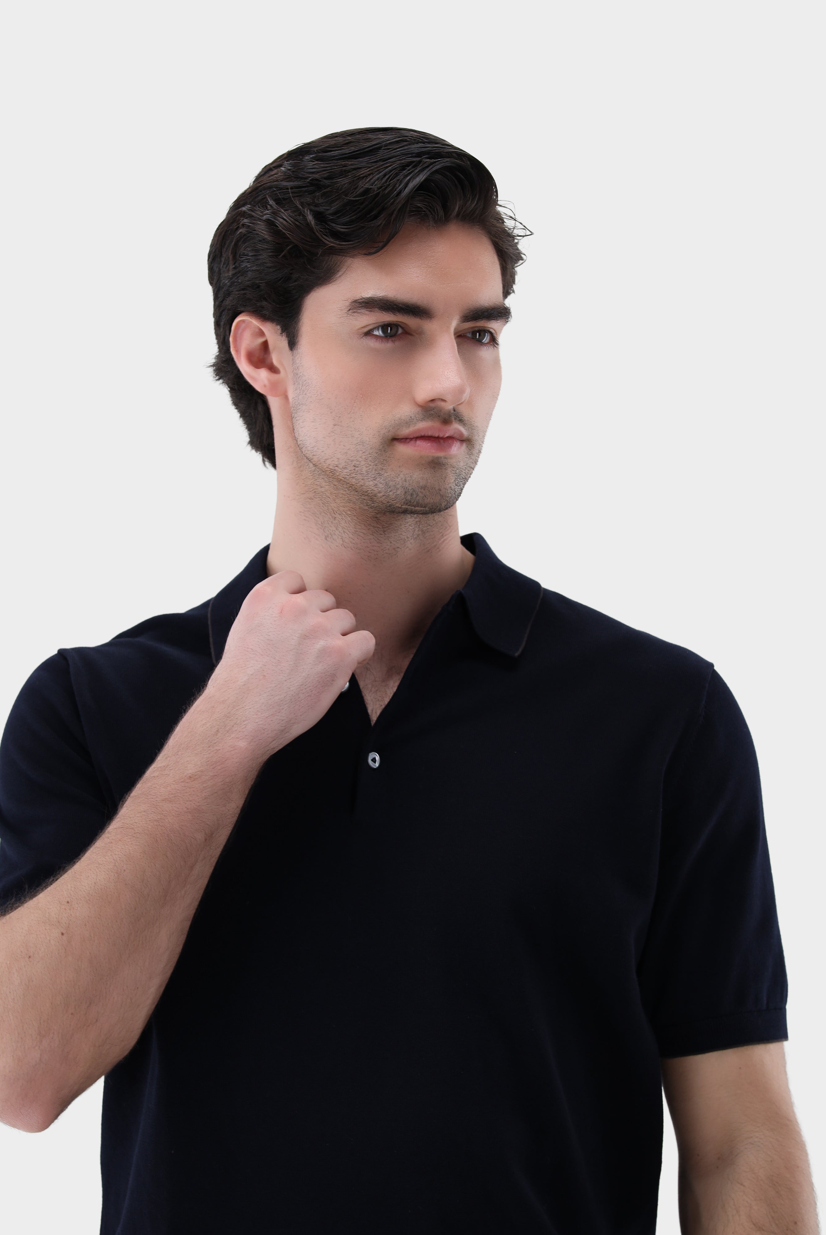 Strick Poloshirt mit Detail | aus Air Cotton