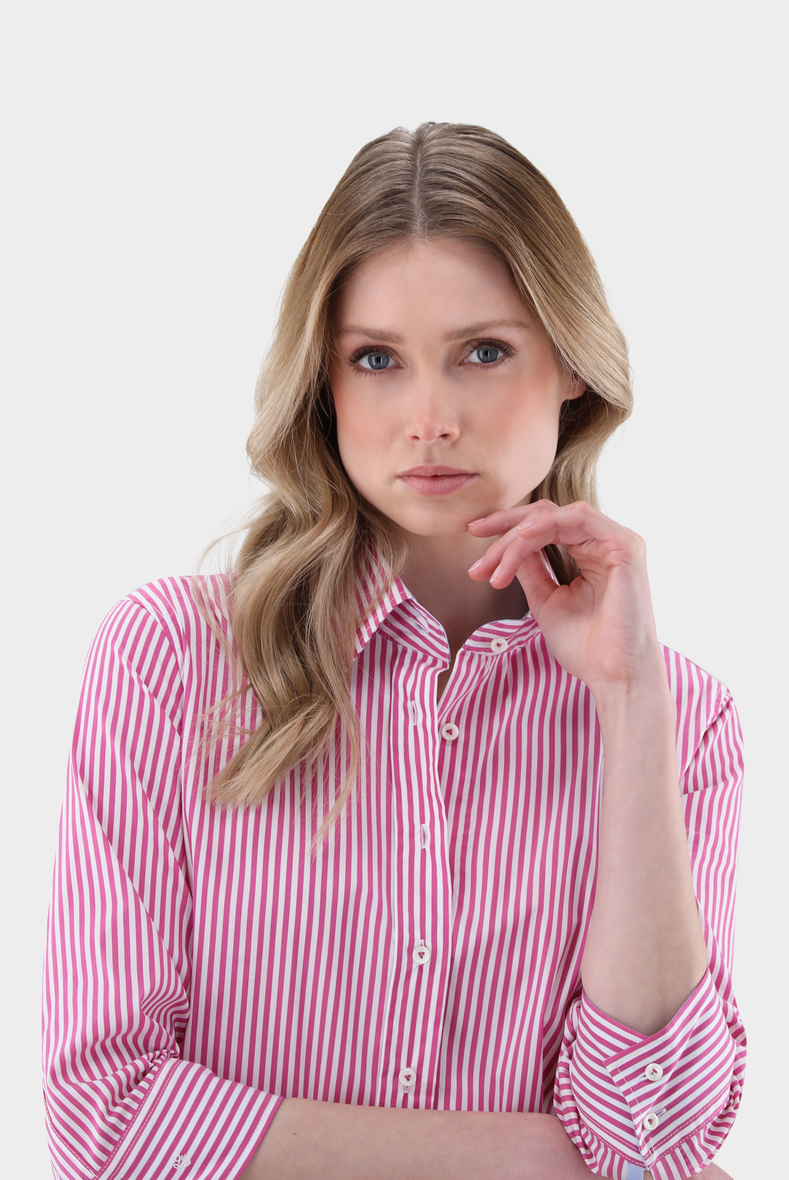 Van Laack-Hemdbluse | gestreift mit Kontrast Details-Hemden & Blusen-Black-Deal-Outlet-by-ARCHIVIST