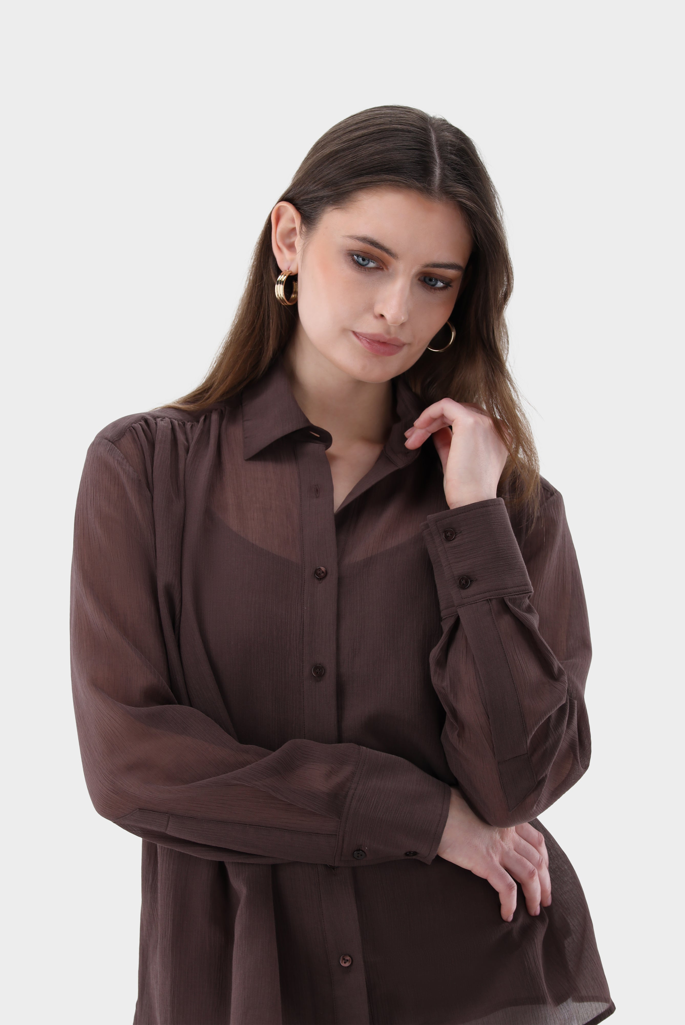 Lockere Hemdbluse | mit Crinkle-Effekt