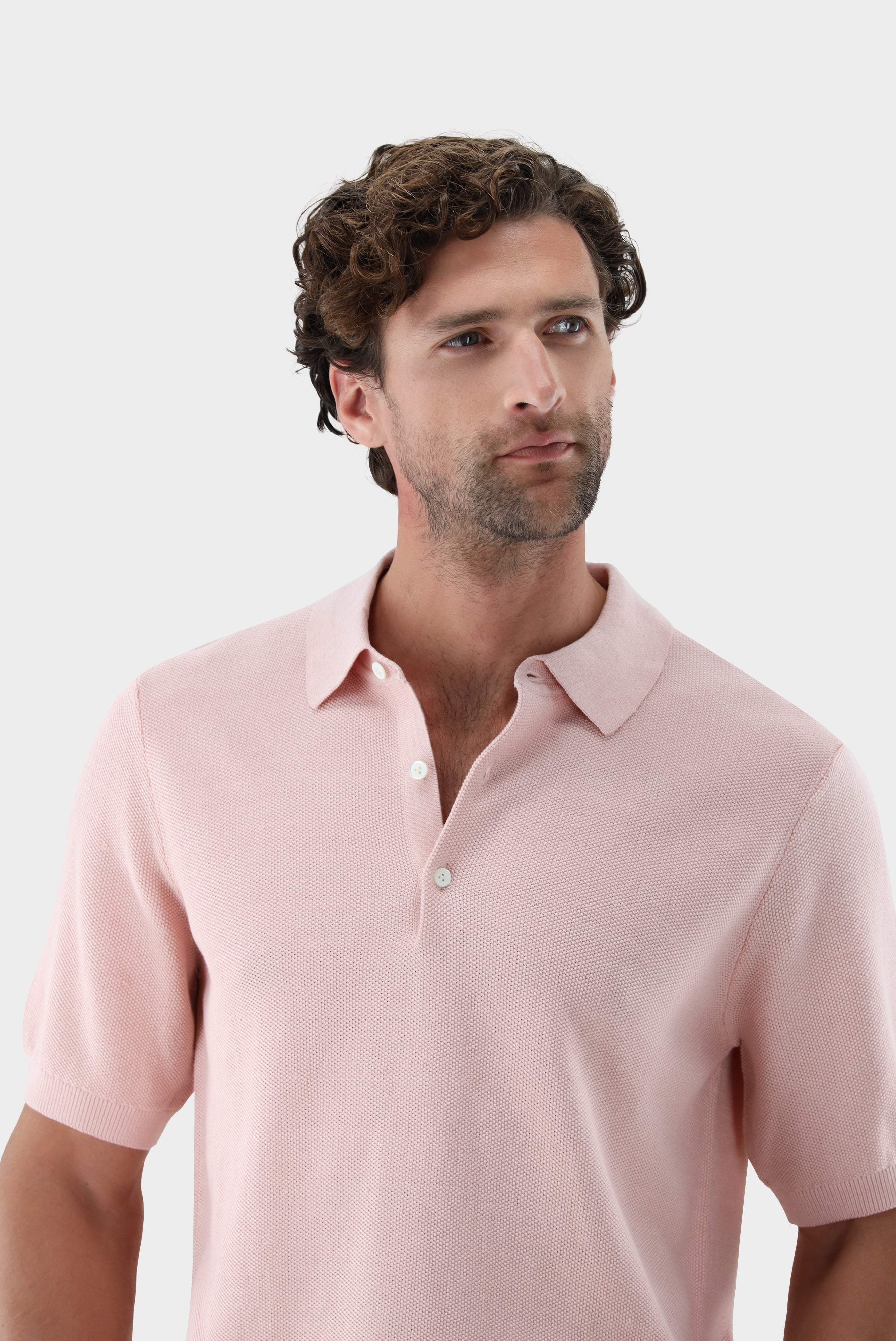 Strick-Poloshirt | mit Reiskorn Optik
