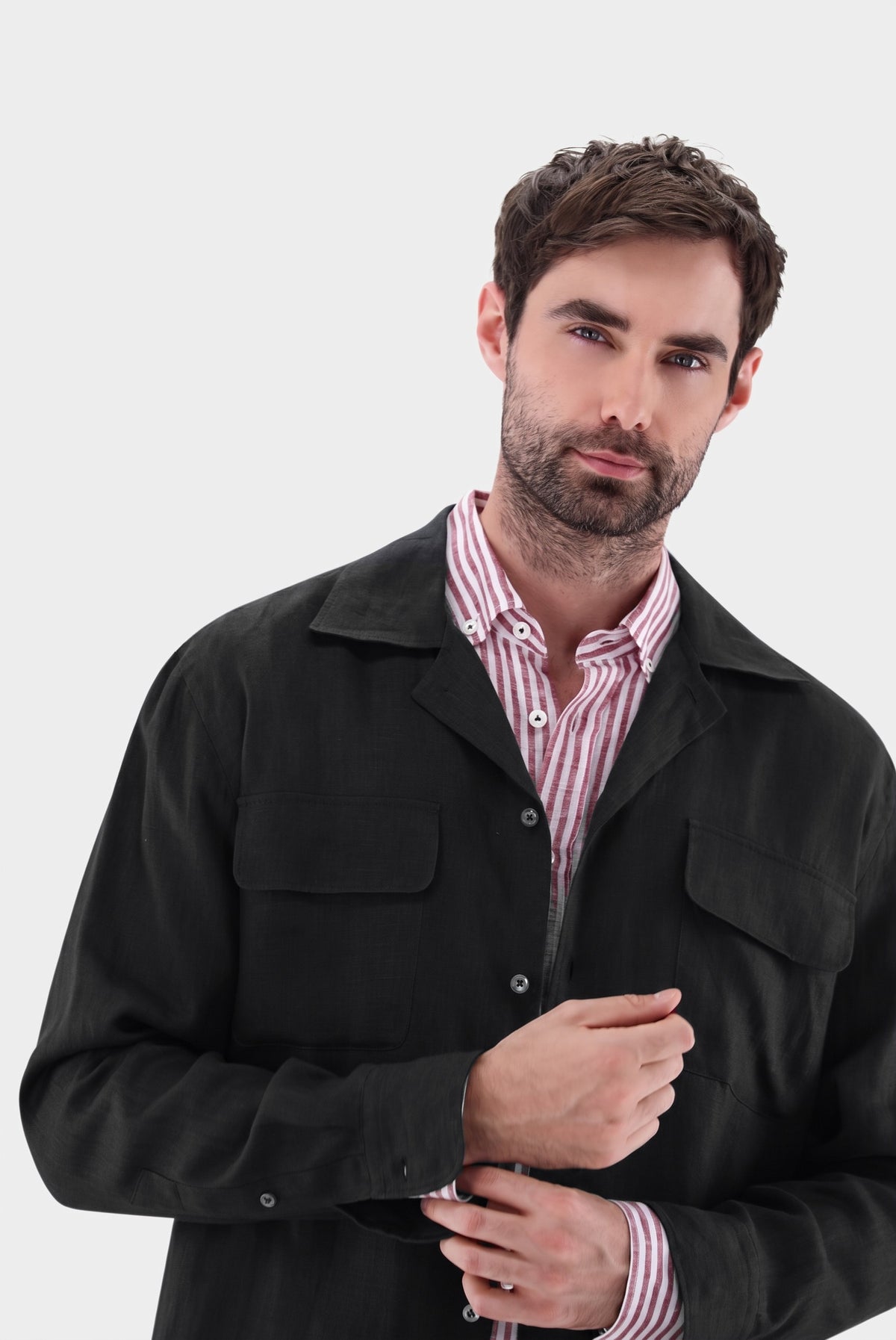 Hemdjacke | mit Reverskragen aus Leinen