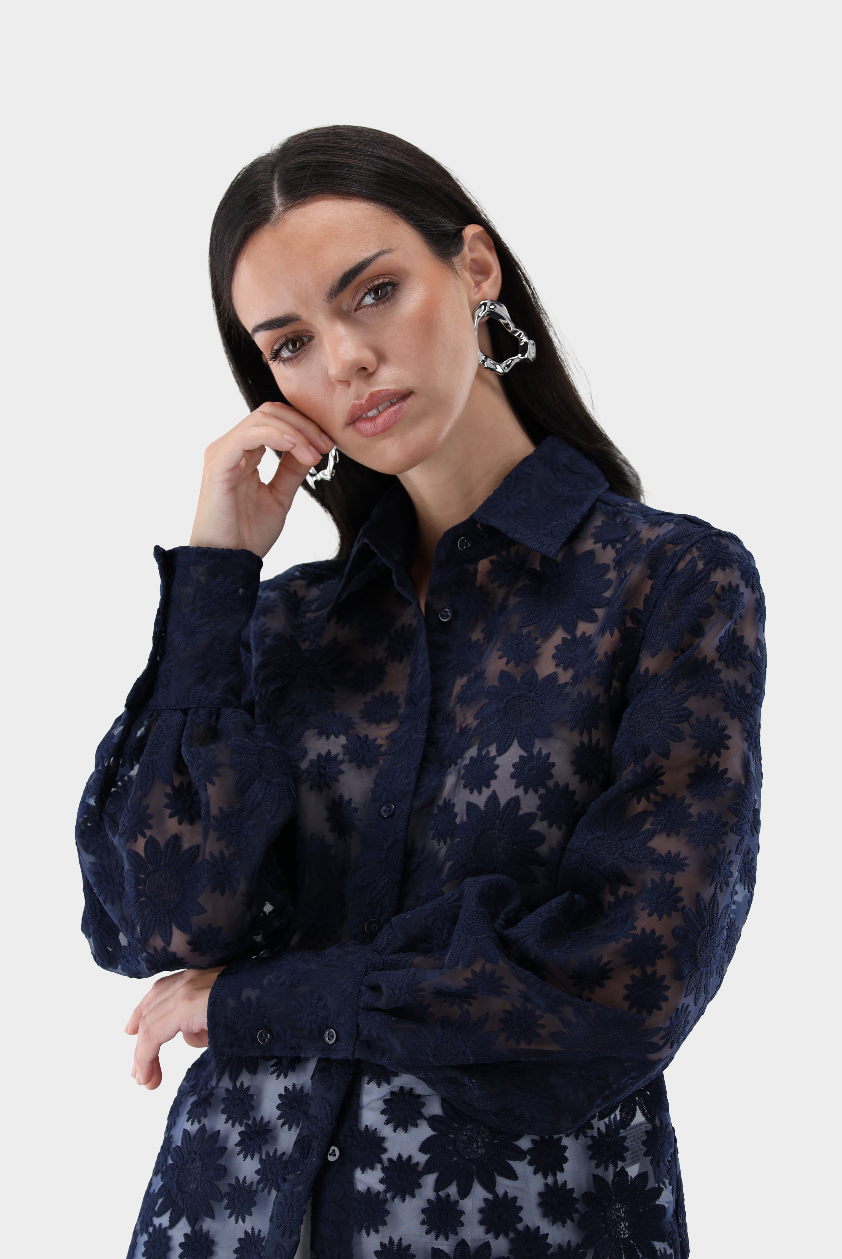 Hemdbluse | mit Blousonärmeln und besticktem Organza-Hemden & Blusen-Van Laack-OUTLET-ARCHIVIST-ARCHIVE-SALE