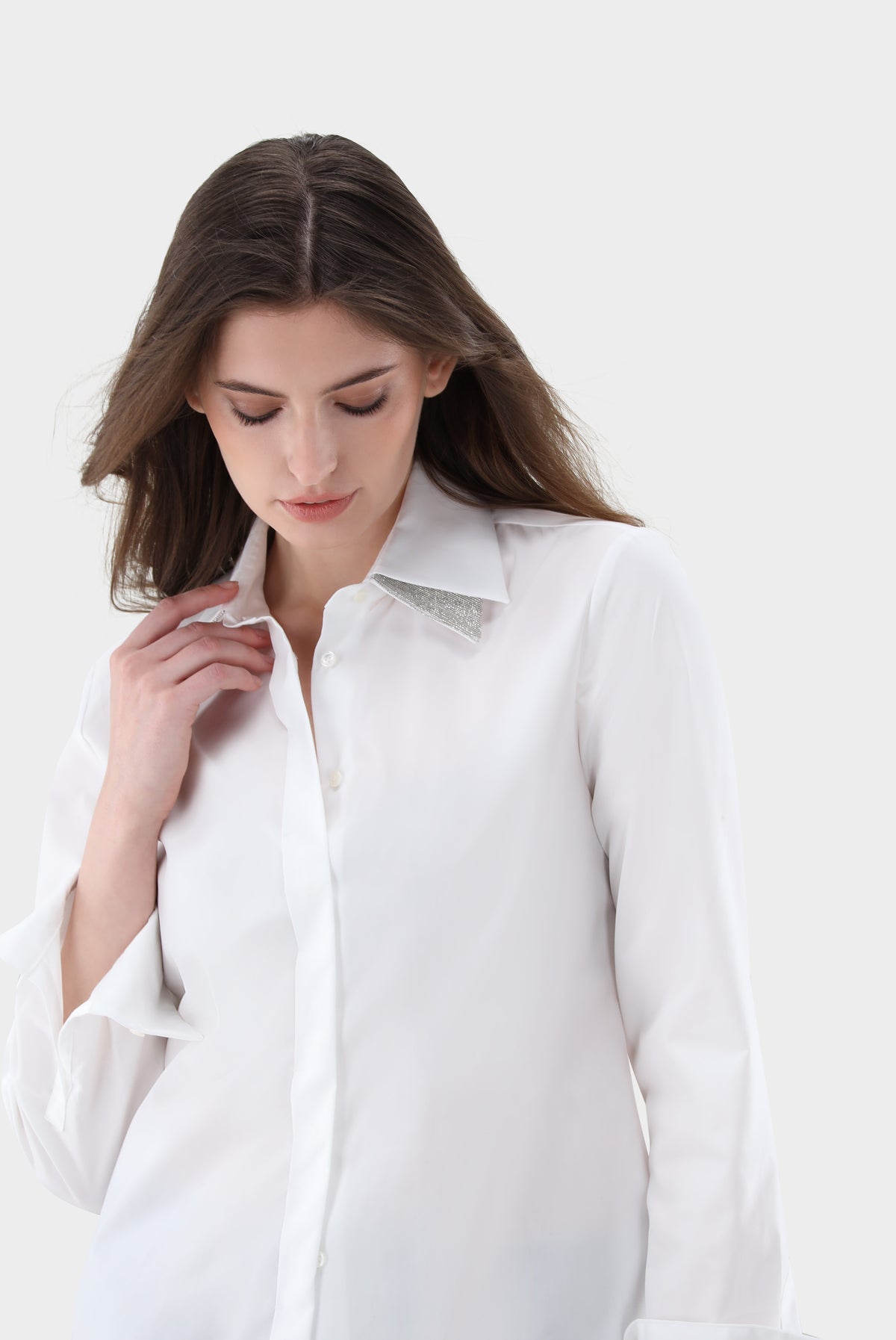 Bluse | mit doppeltem Kragen und glänzenden Details-Hemden & Blusen-Van Laack-OUTLET-ARCHIVIST-ARCHIVE-SALE