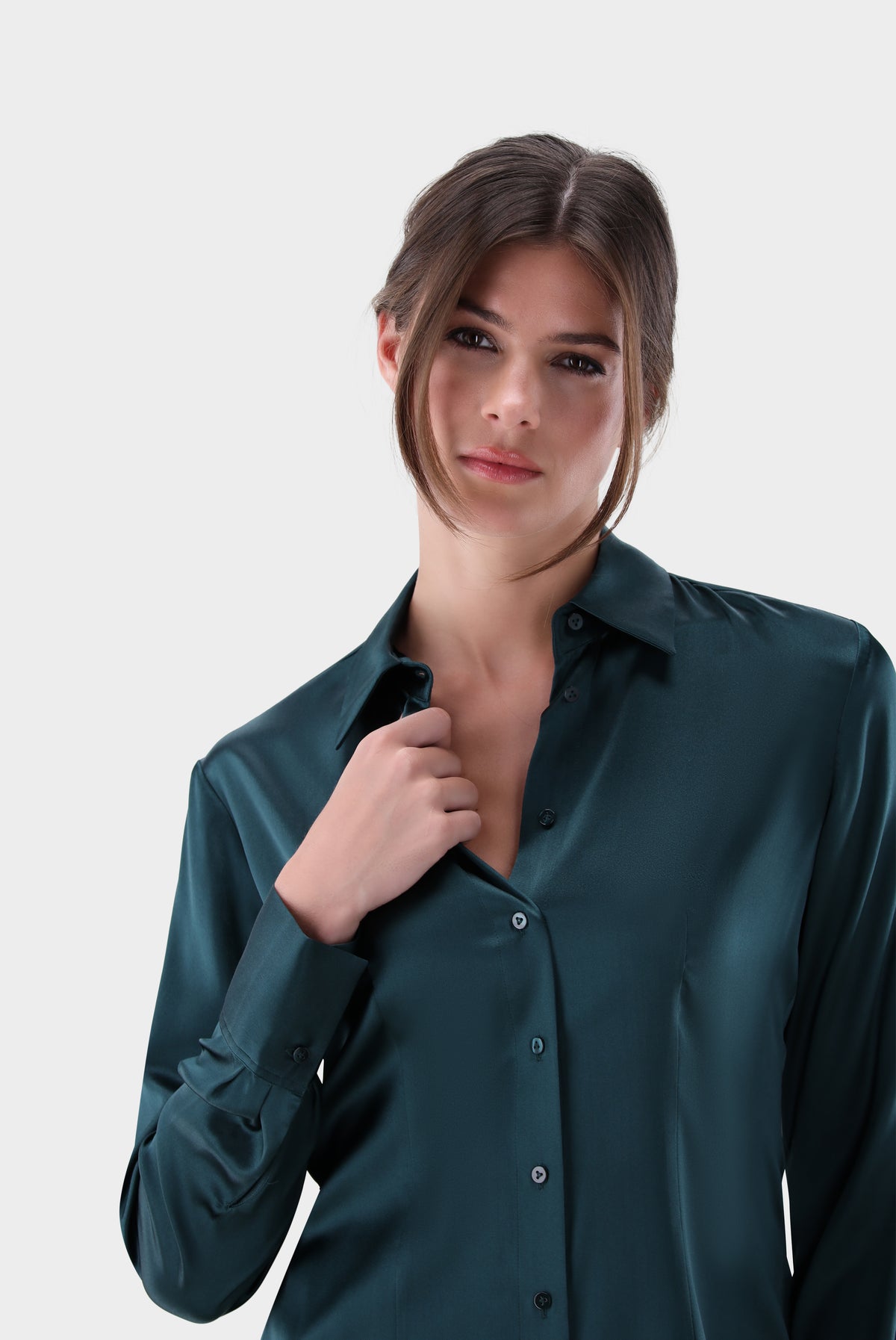 Van Laack Hemdbluse | tailliert aus Seidensatin-Stretch, Hemden & Blusen