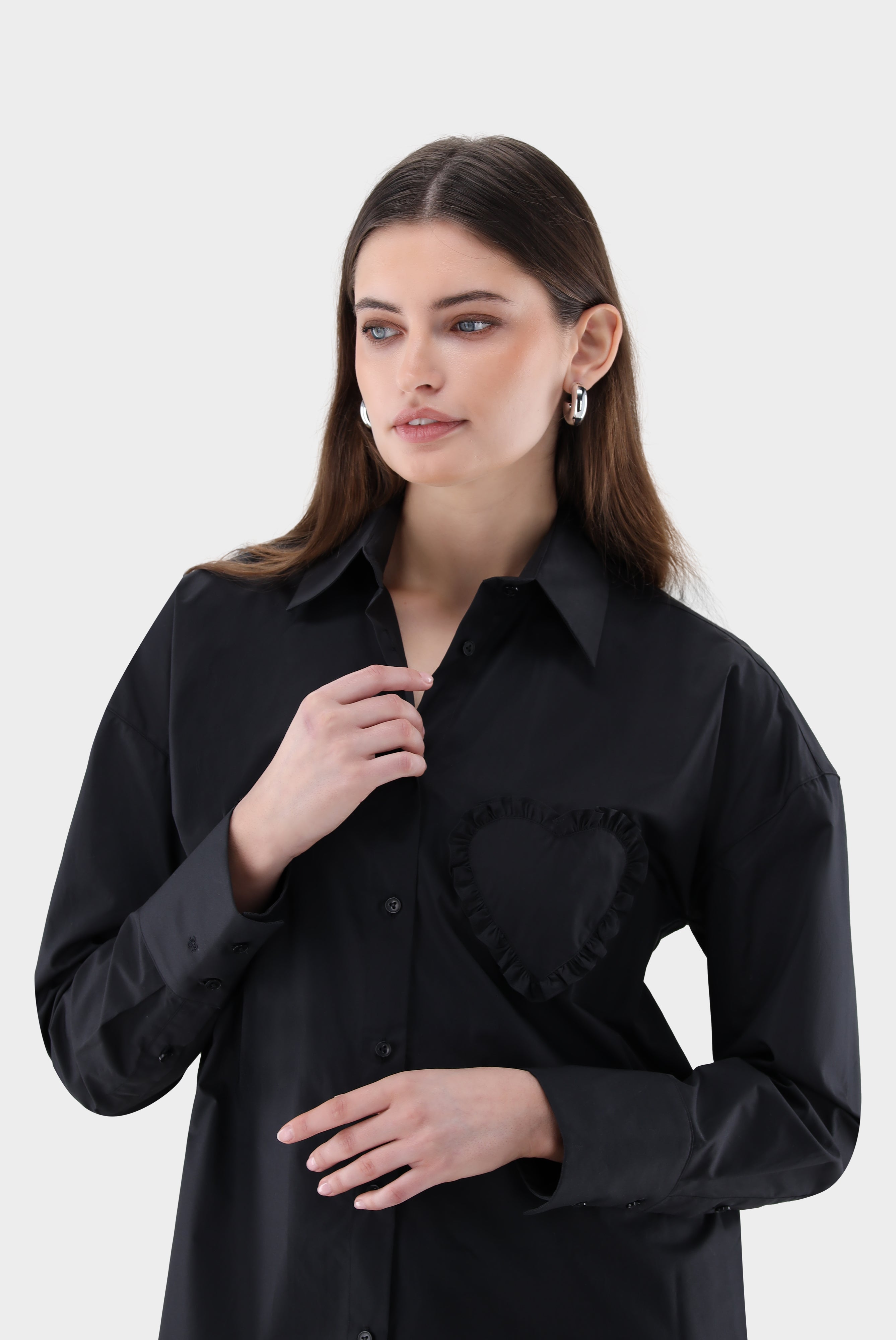 Hemdbluse | mit Herz-Tasche