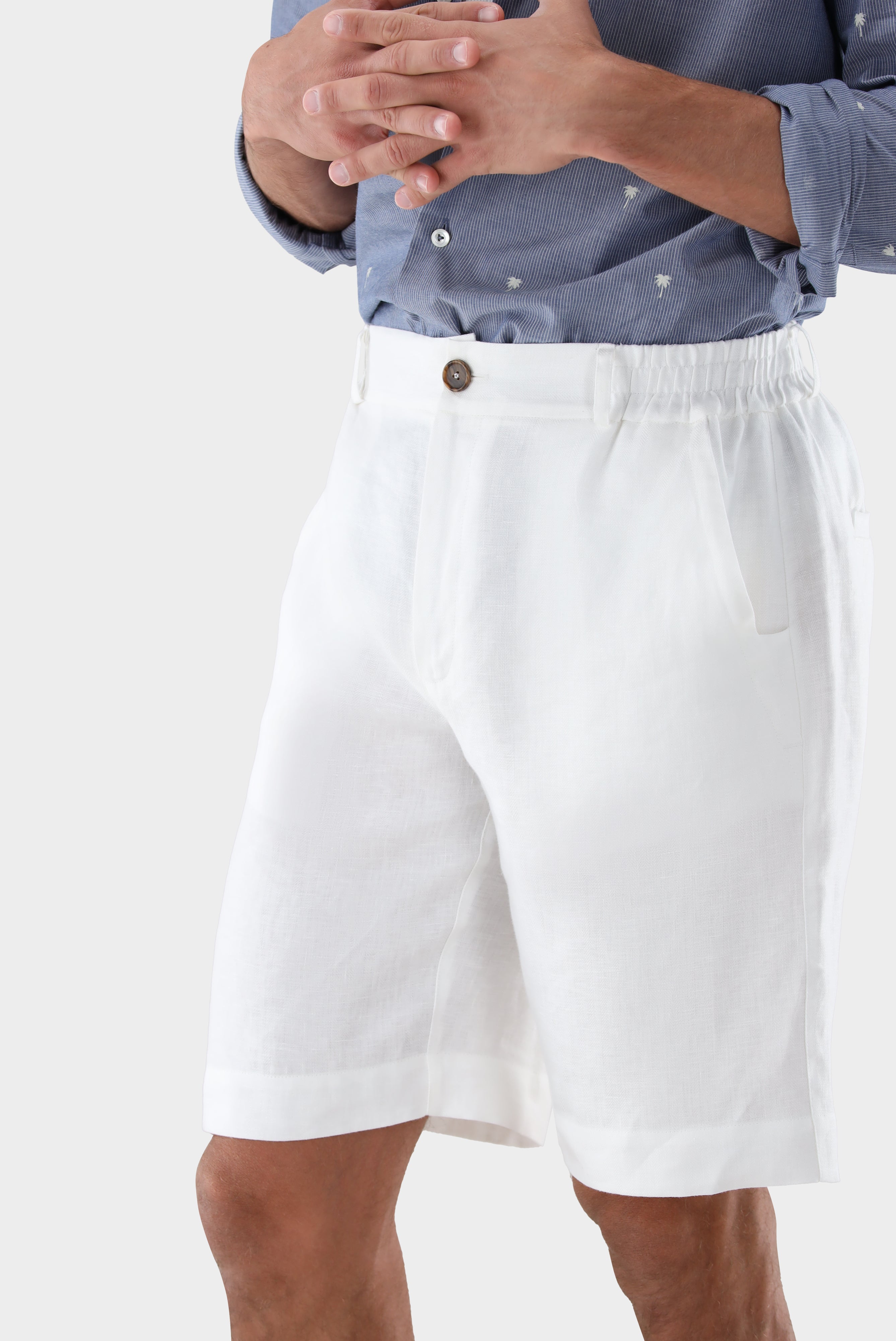 Shorts aus Leinen | mit Fischgrat