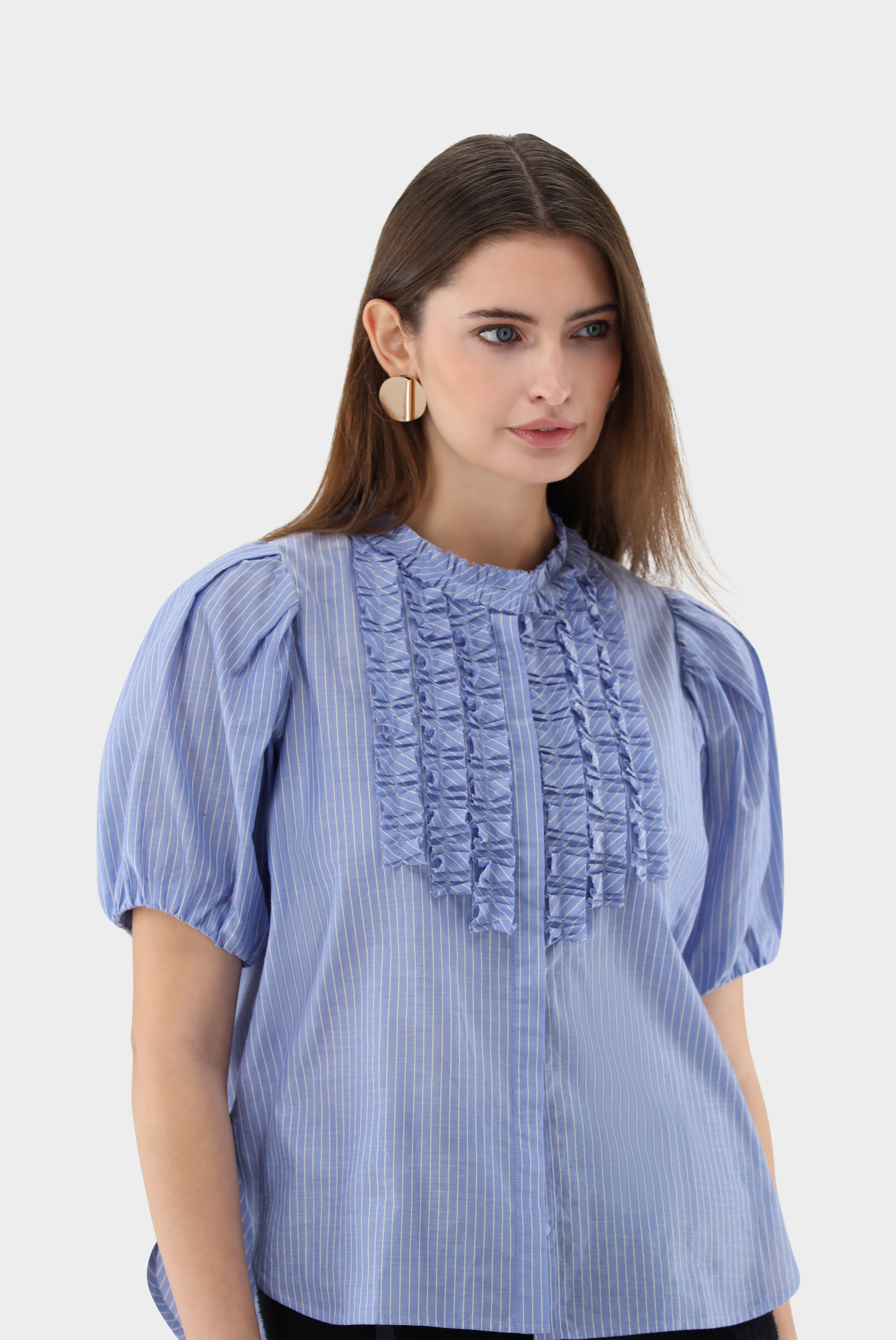 Kurzarm Bluse | mit Rüschen-Hemden & Blusen-Van Laack-OUTLET-ARCHIVIST-ARCHIVE-SALE