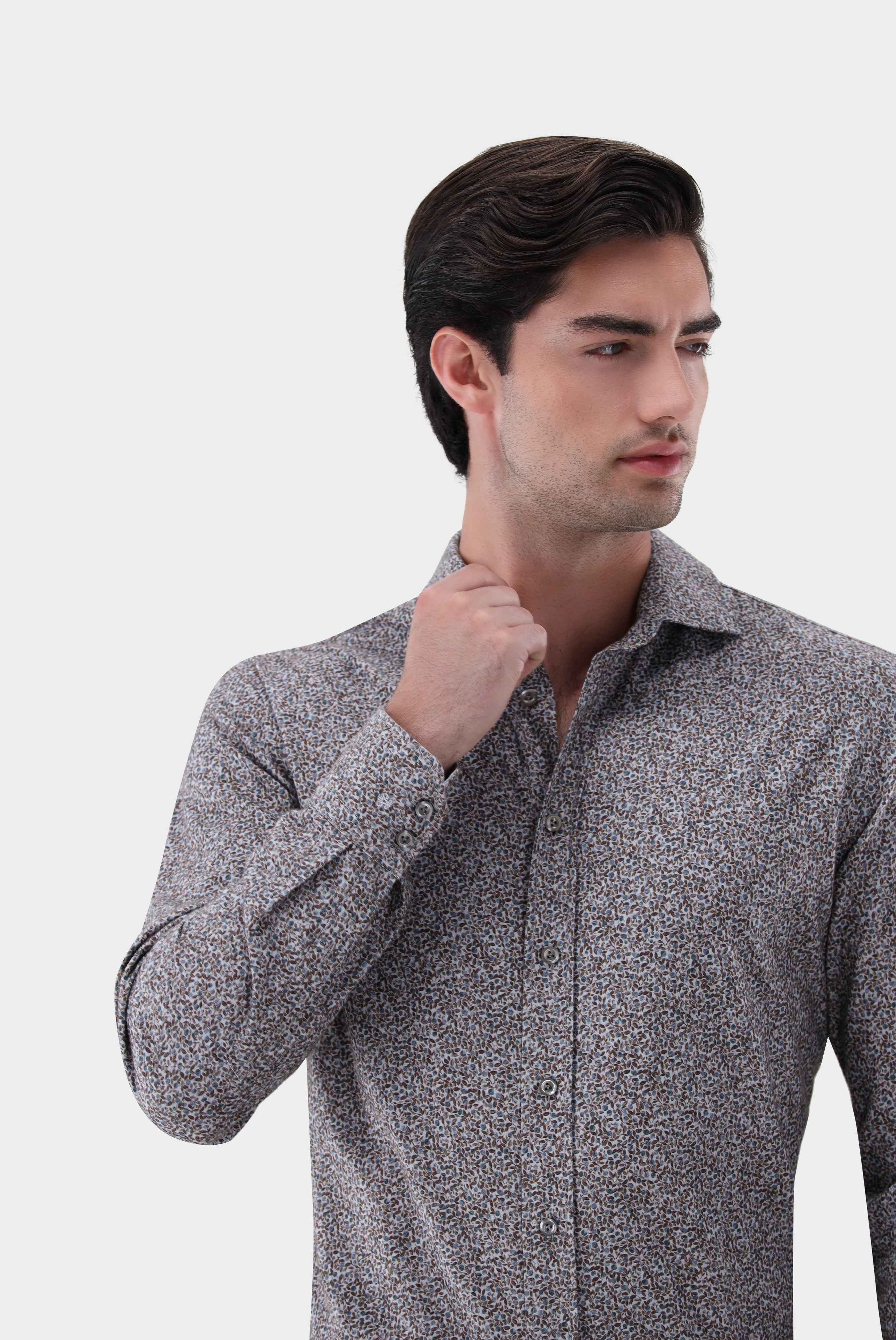Flanellhemd | mit Mikro-Blatt Druck Tailor Fit-Hemden & Blusen-Van Laack-OUTLET-ARCHIVIST-ARCHIVE-SALE