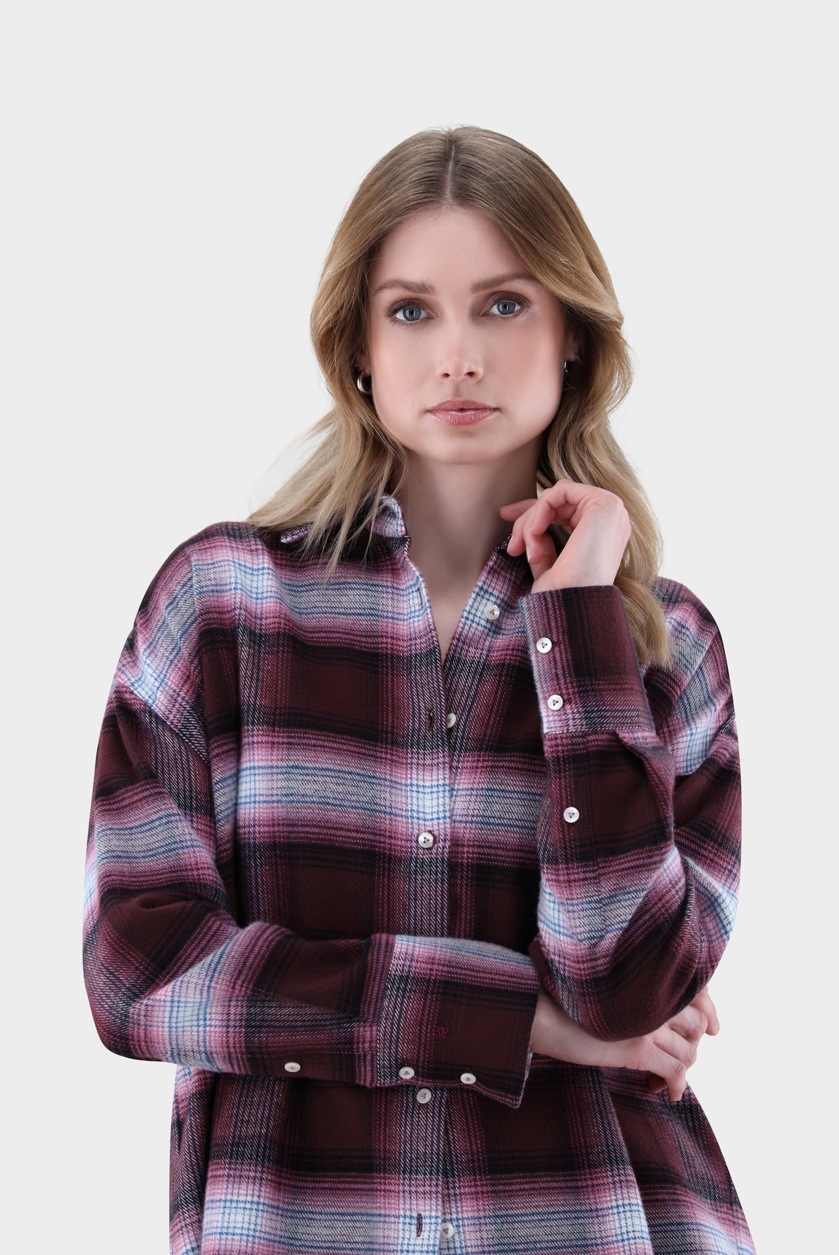 Hemdbluse | kariert aus Flanell-Hemden & Blusen-Van Laack-OUTLET-ARCHIVIST-ARCHIVE-SALE
